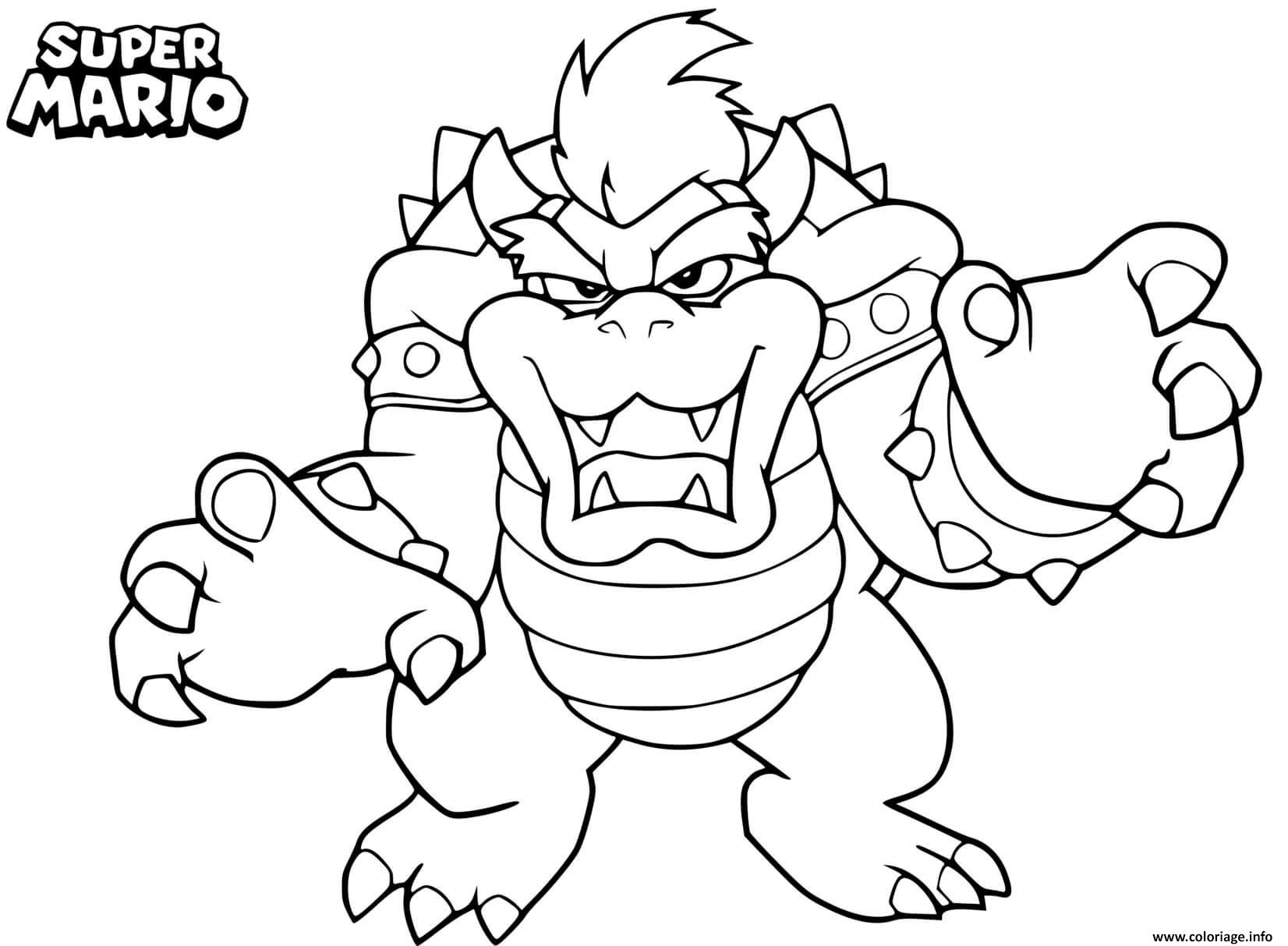 Coloriage Bowser Dinosaure Dans Super Mario Dessin à Imprimer