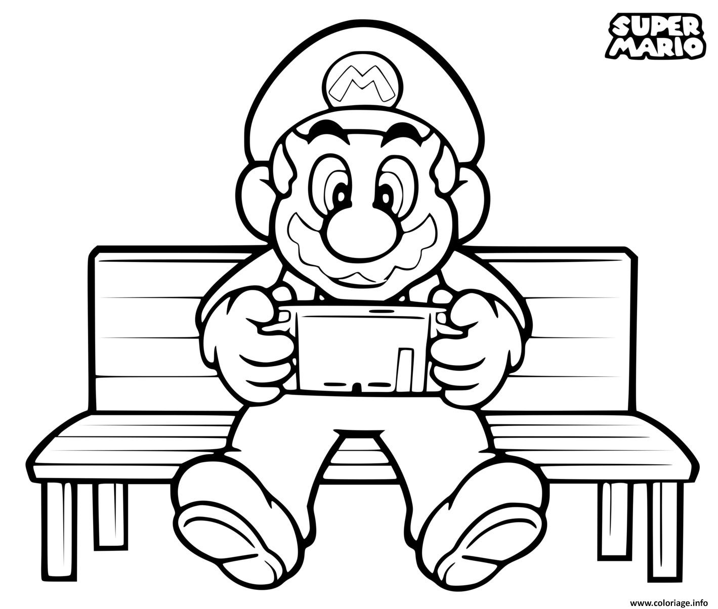 Coloriage Super Mario Bros Joue A La Nintendo Switch Dessin à Imprimer