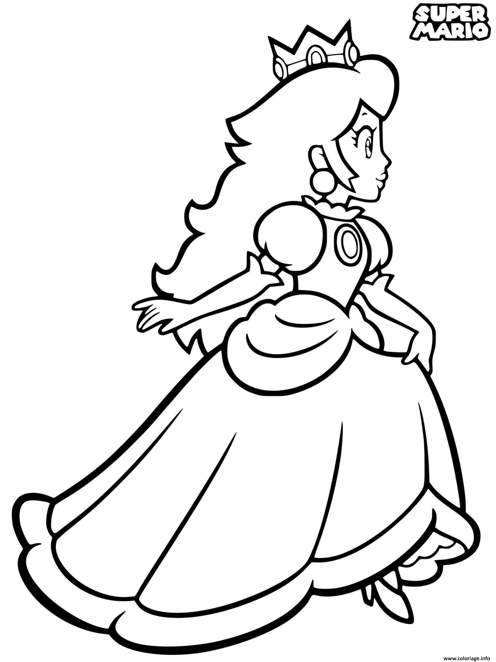 Coloriage Super Mario Princess Peach Dessin à Imprimer