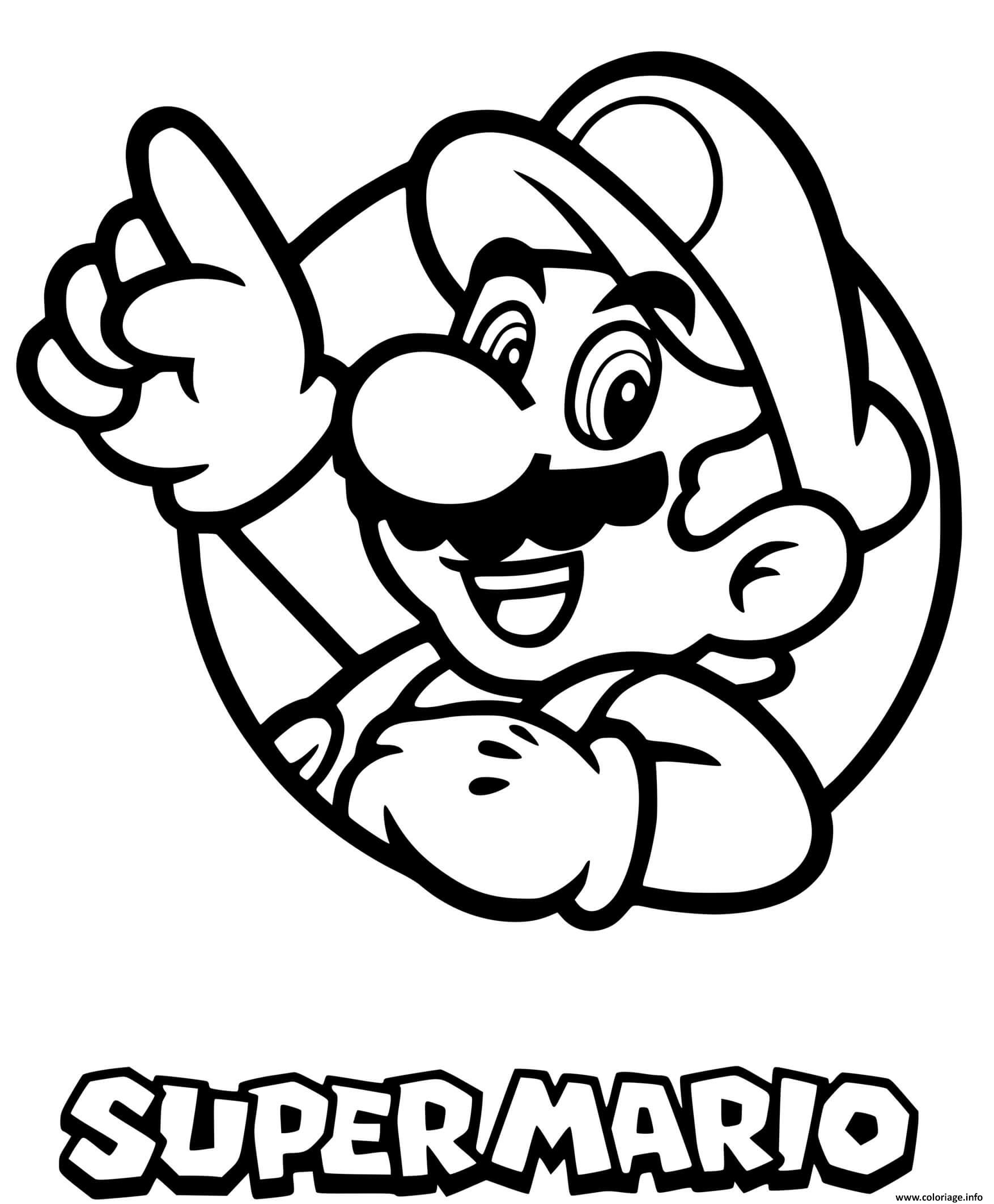 Coloriage Super Mario Bros Avec Logo Classique Dessin Mario à imprimer