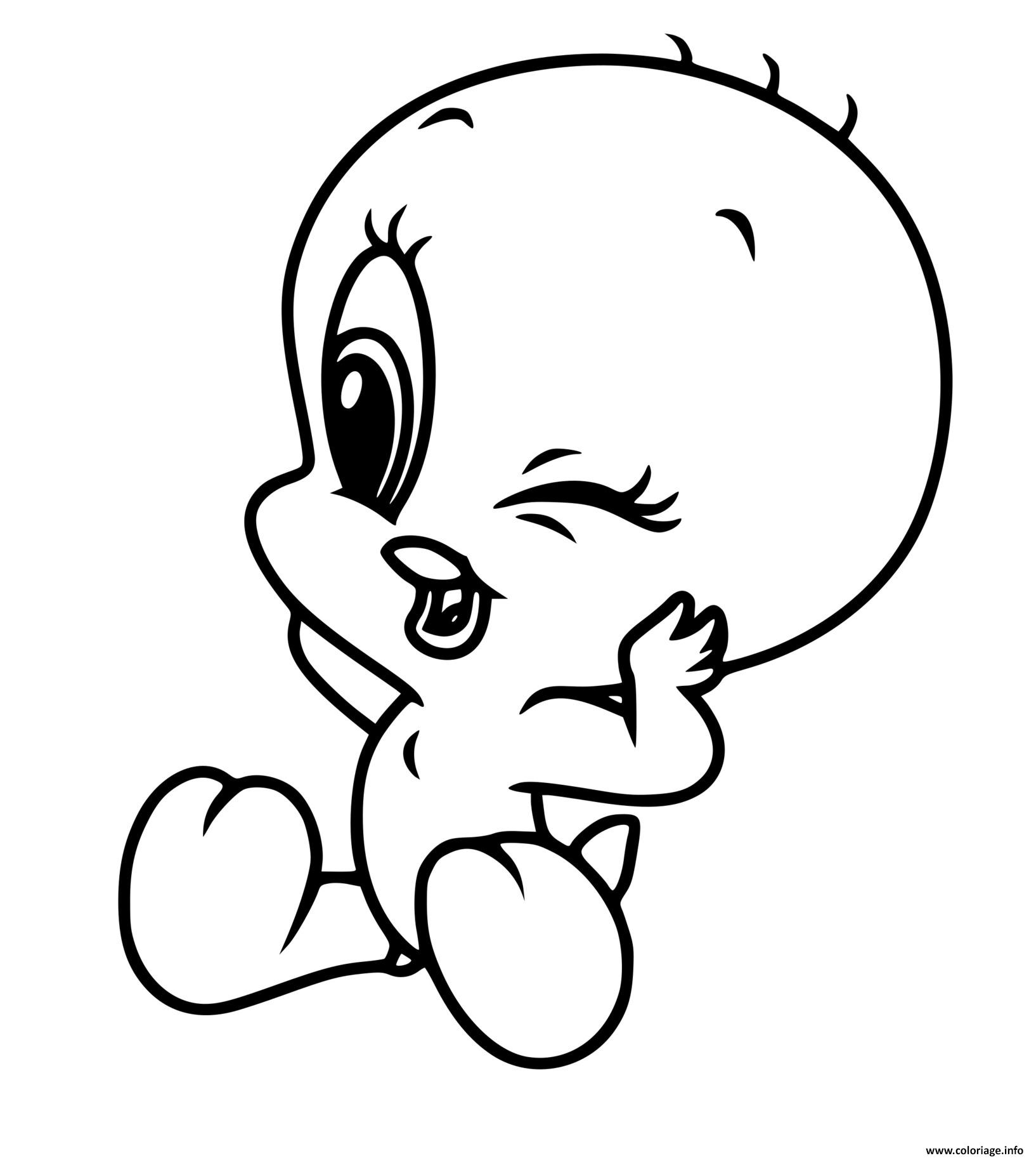 Coloriage Bebe Looney Tunes Titi Fait Un Clin Doeil Jecolorie Com