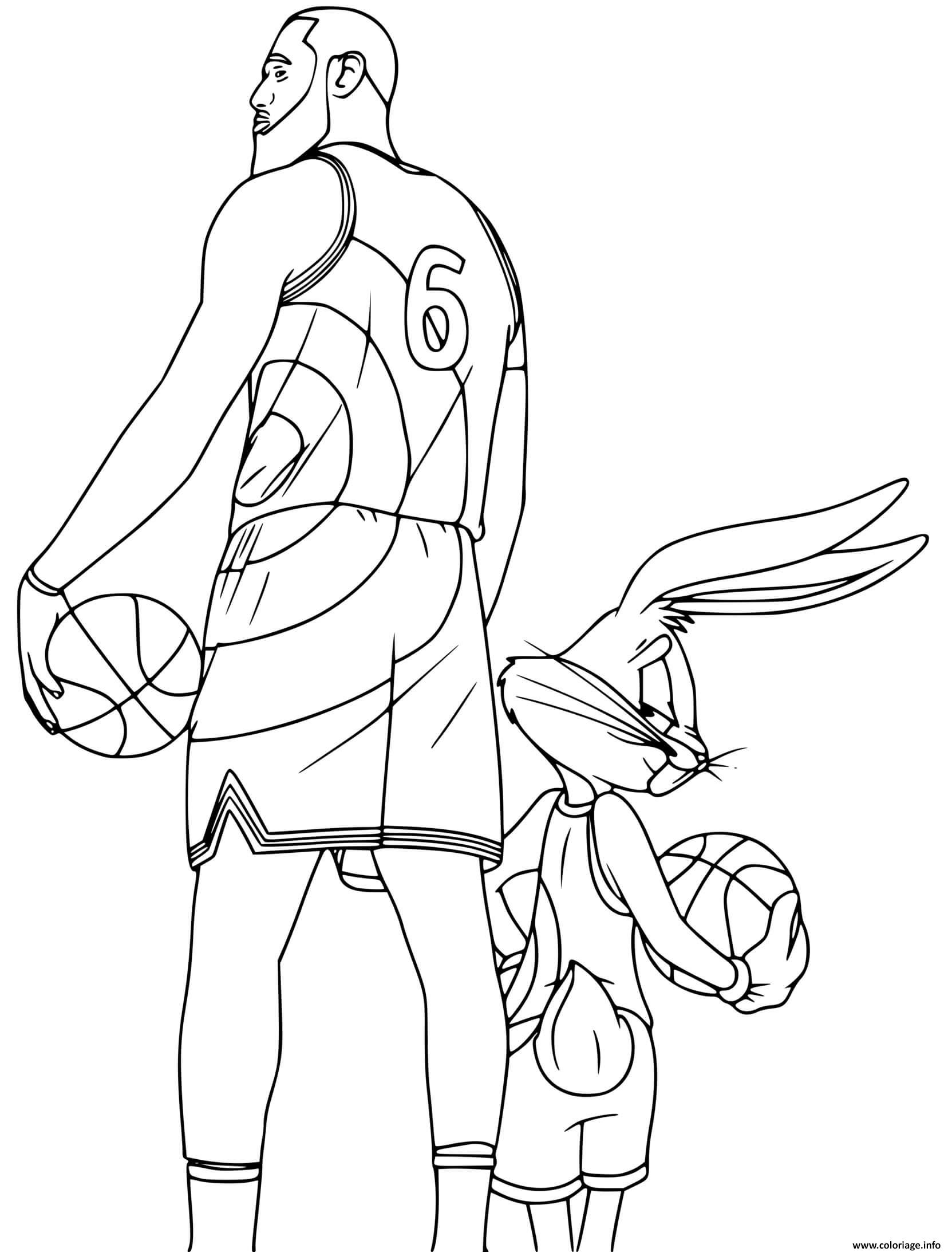 Coloriage Nouveau Film Space Jam 2 LeBron James Et Bugs Bunny Dessin 