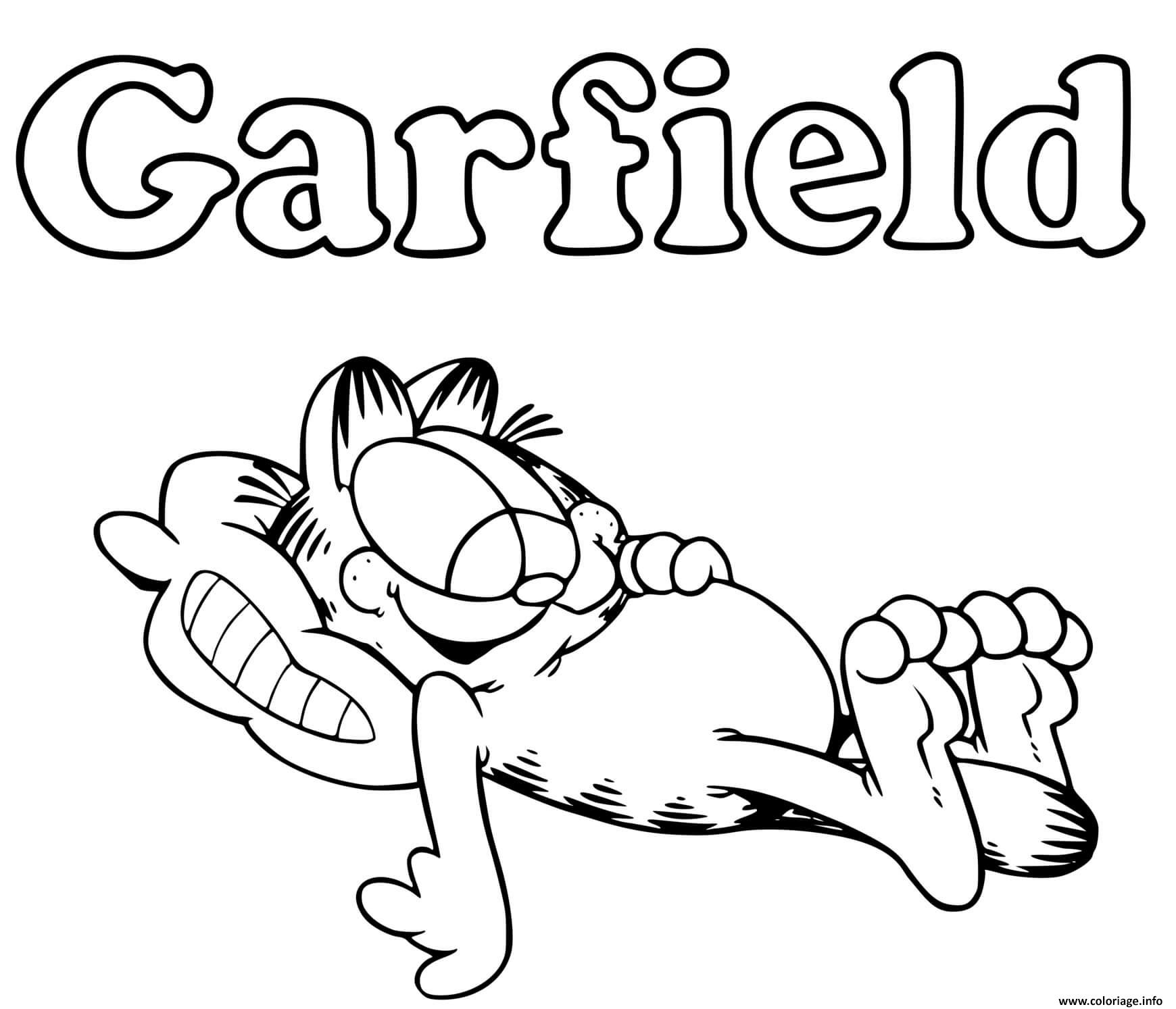 Coloriage Garfield Adore Manger Et Dormir Dessin à Imprimer