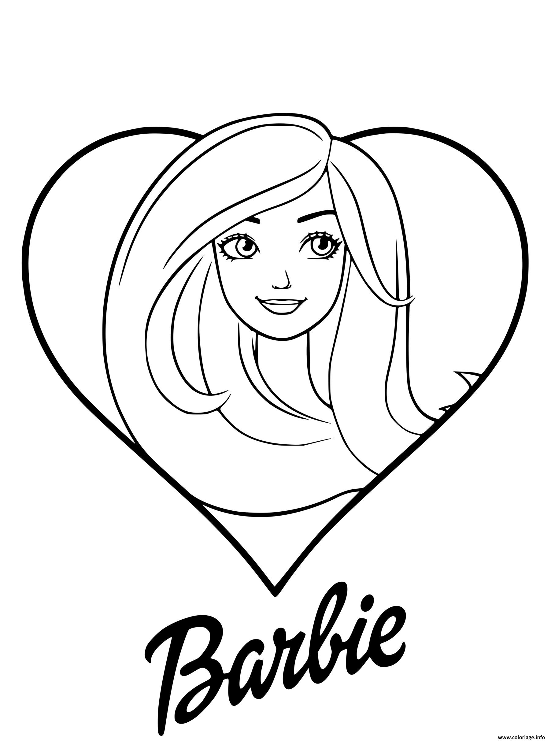 Coloriage Barbie Love Avec Un Coeur Dessin à Imprimer