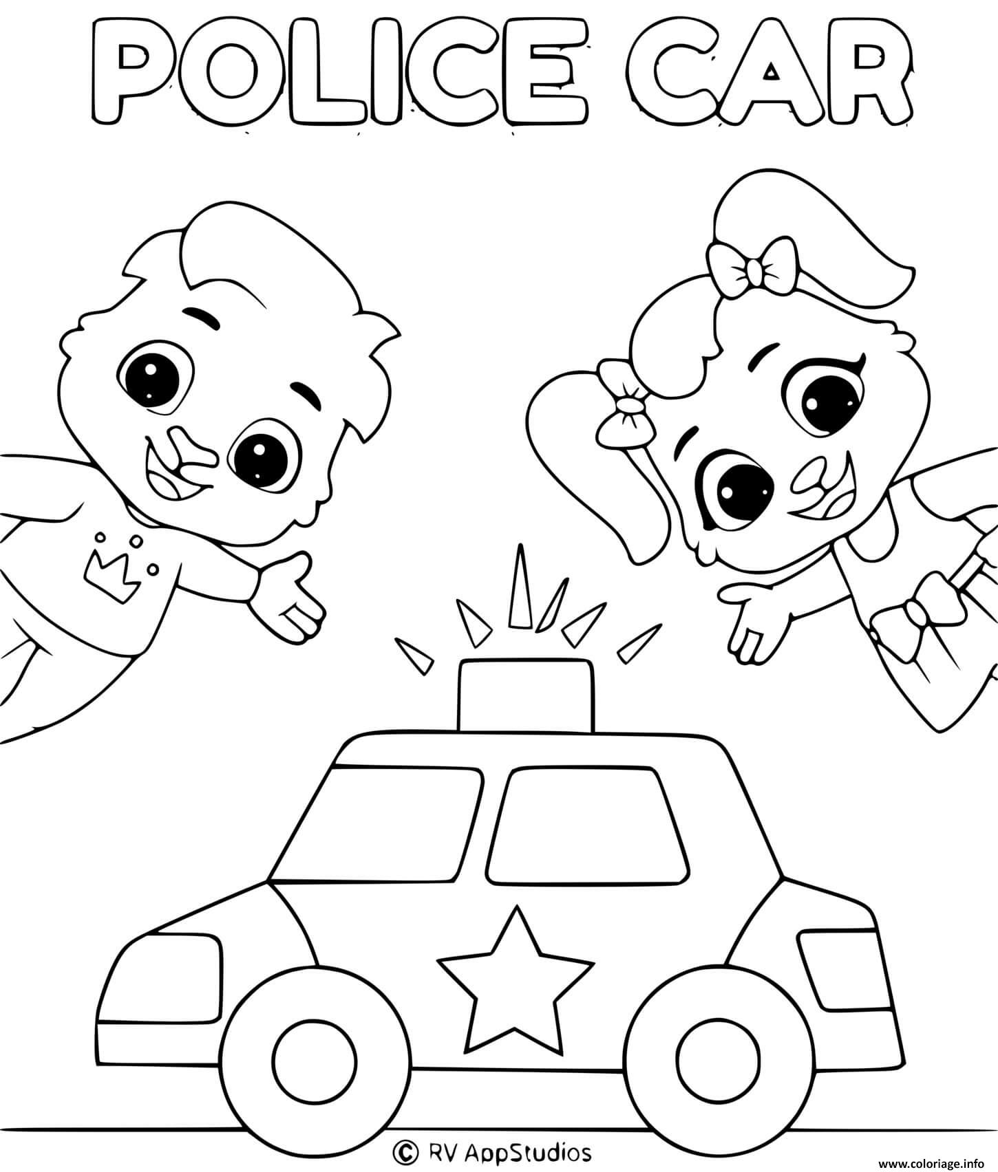 Dessin voiture de police enfant facile Coloriage Gratuit à Imprimer