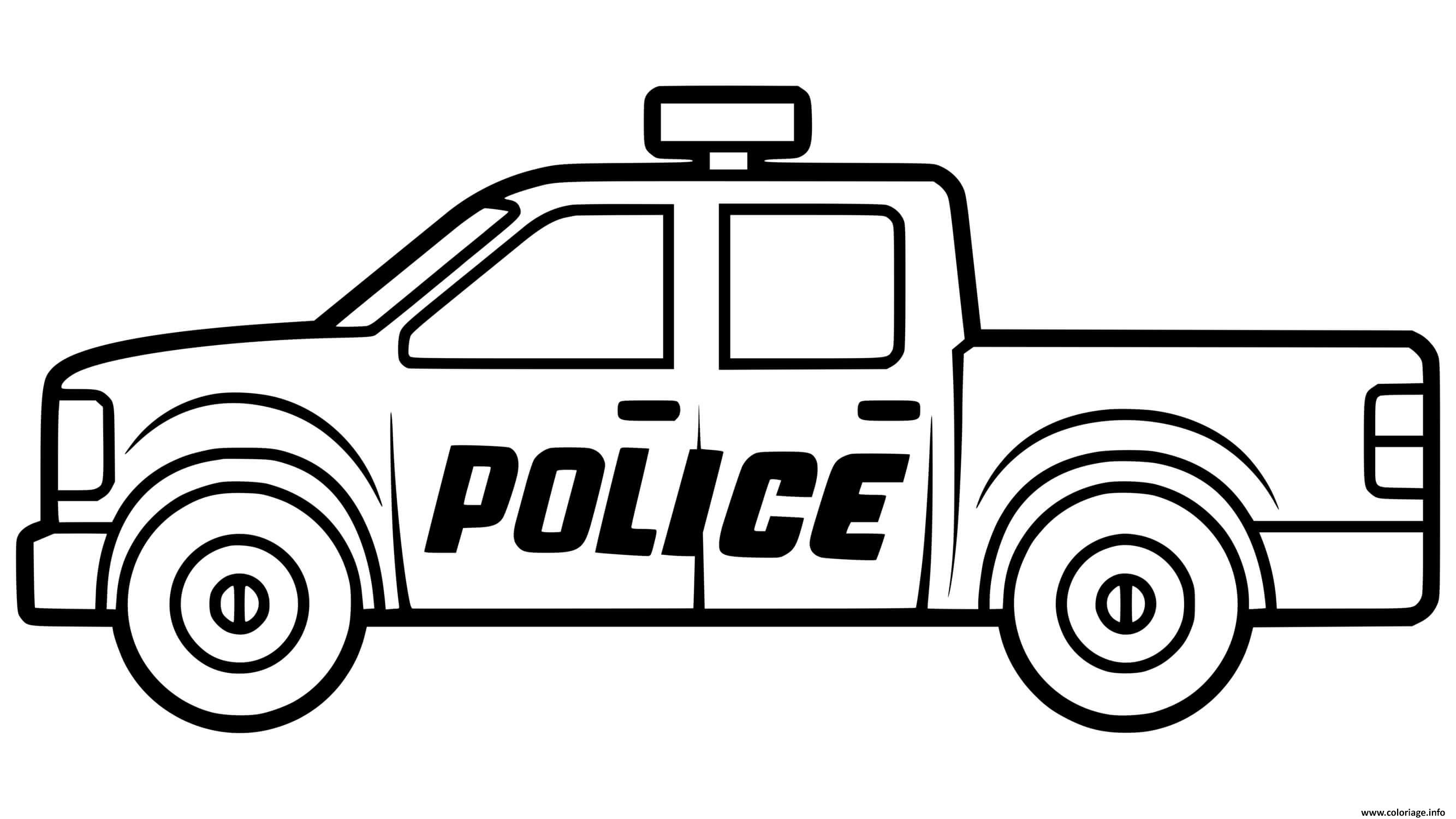 Dessin voiture de policier 4x4 Gendarmerie Coloriage Gratuit à Imprimer