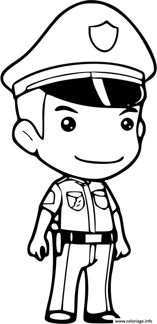 Dessin policier dessin anime facile Coloriage Gratuit à Imprimer