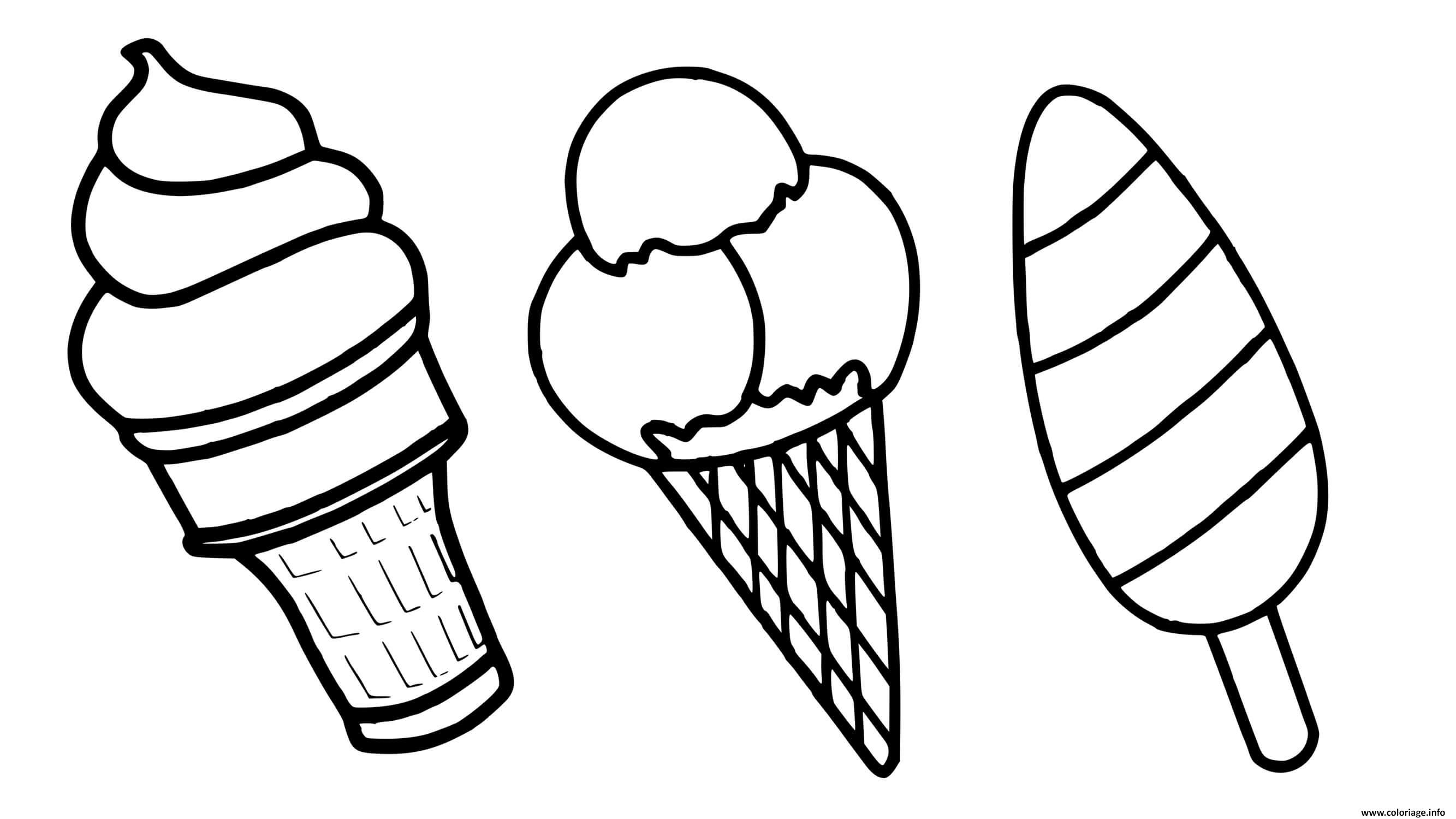 Dessin glace sorbet a la vanille Coloriage Gratuit à Imprimer