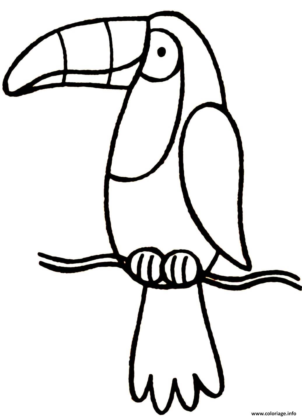 Coloriage Oiseau Toucan Simple Dessin à Imprimer