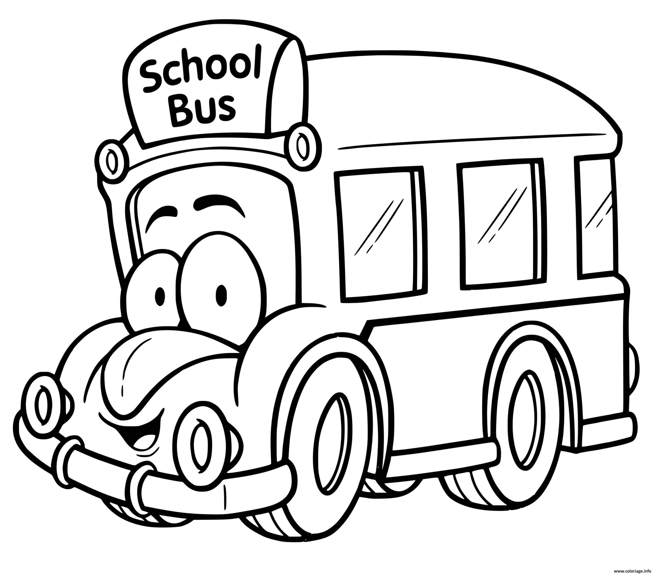 Coloriage autobus scolaire maternelle enfants  JeColorie.com