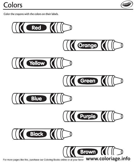 Dessin crayons de couleurs en anglais crayola Coloriage Gratuit à Imprimer
