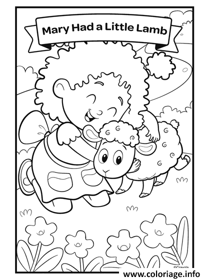 Coloriage Nursery Rhymes Mary Had A Little Lamb Dessin à Imprimer