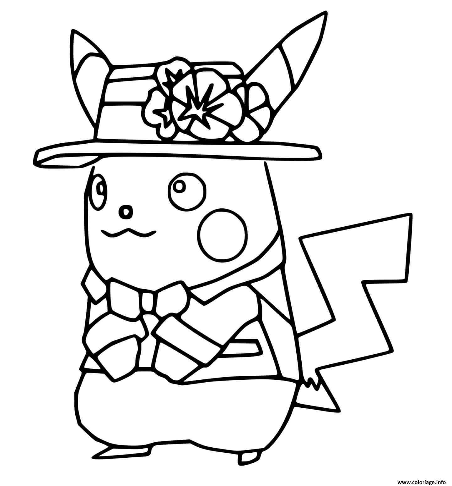 Dessin pokemon unite pikachu holo costume Coloriage Gratuit à Imprimer