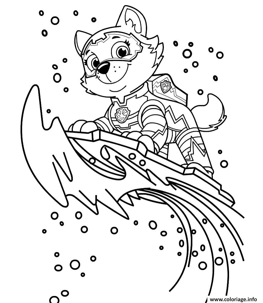 Coloriage Mighty Pups Pat Patrouille Everest Dessin Pat Patrouille