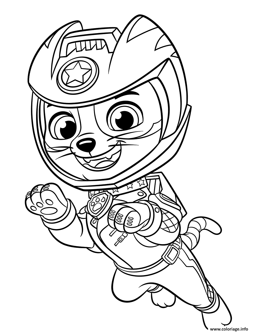 Dessin Wild Cat Kitty Chat Moto Pat Patrouille Coloriage Gratuit à Imprimer