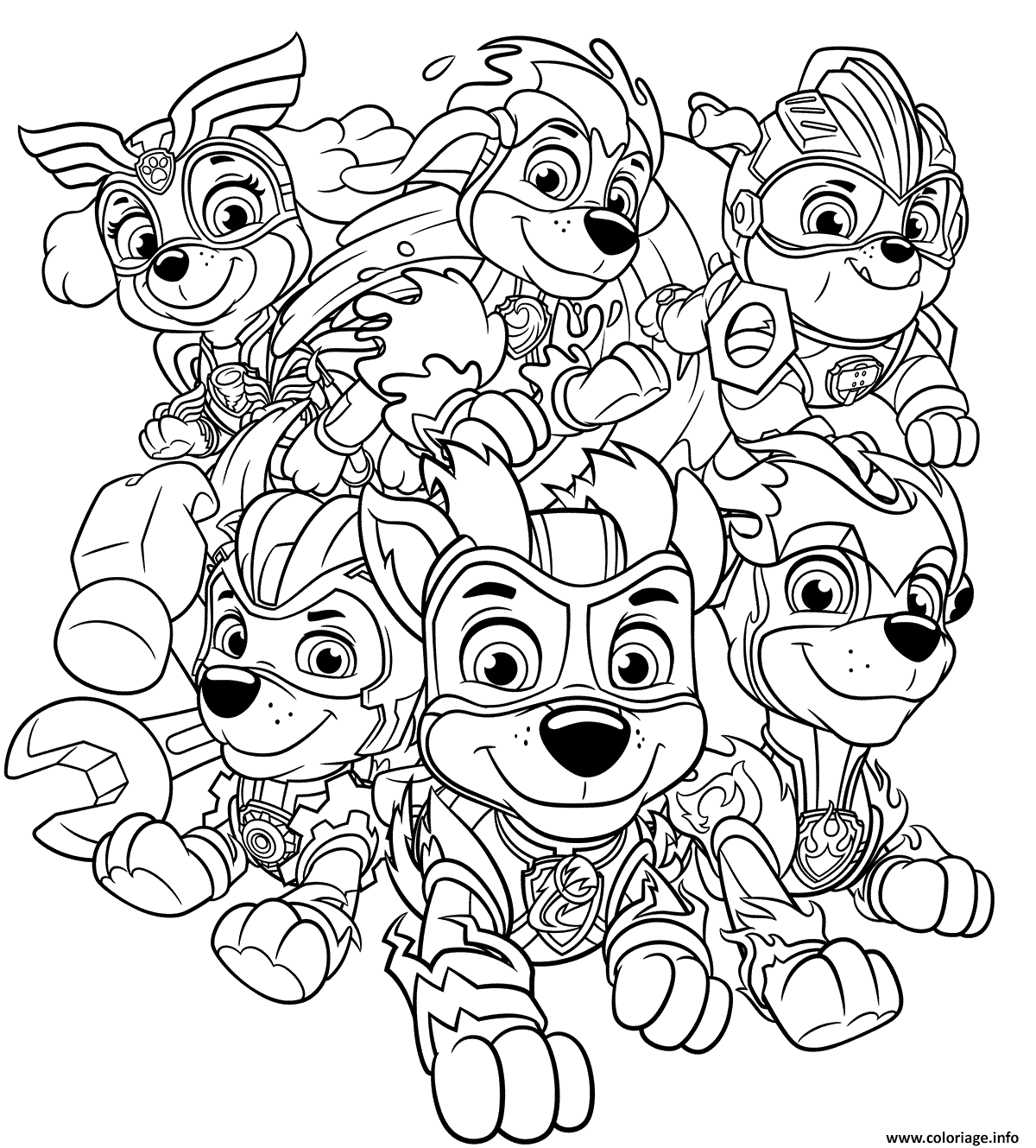 Coloriage Mighty Pups Charged Up Dessin à Imprimer
