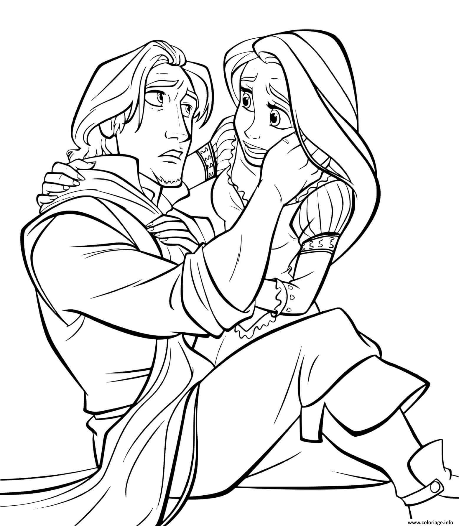 Dessin raiponce apeuree de la sante de flynn rider Coloriage Gratuit à Imprimer