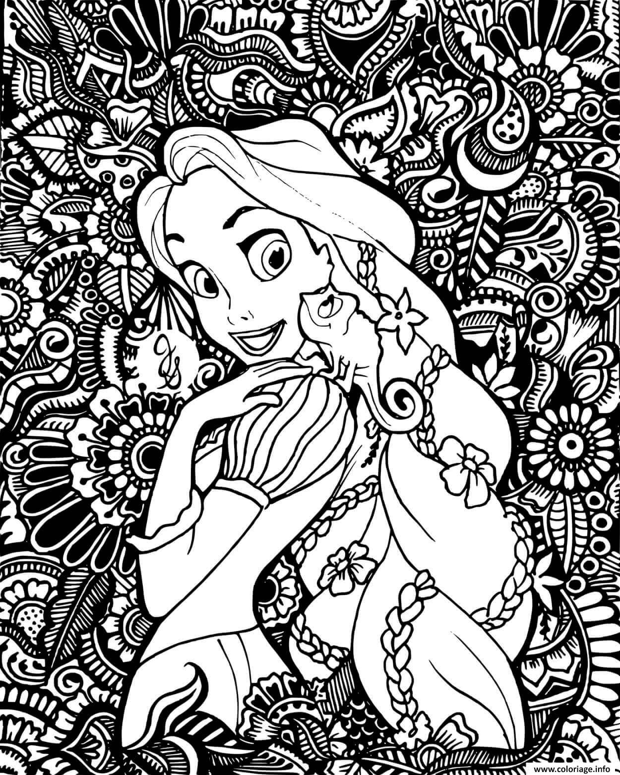 Dessin mandala disney princesse raiponce et pascal le camaleon Coloriage Gratuit à Imprimer