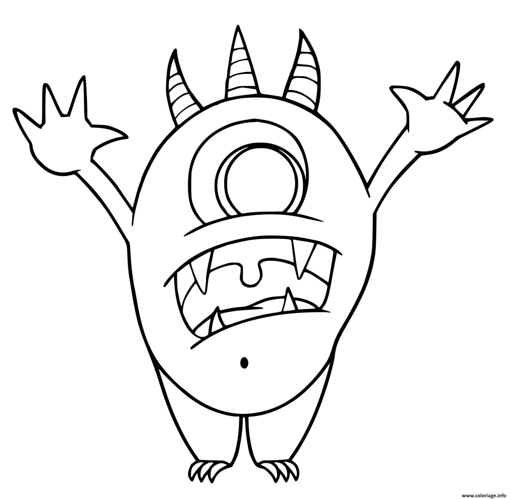 Dessin monstre effrayant Coloriage Gratuit à Imprimer