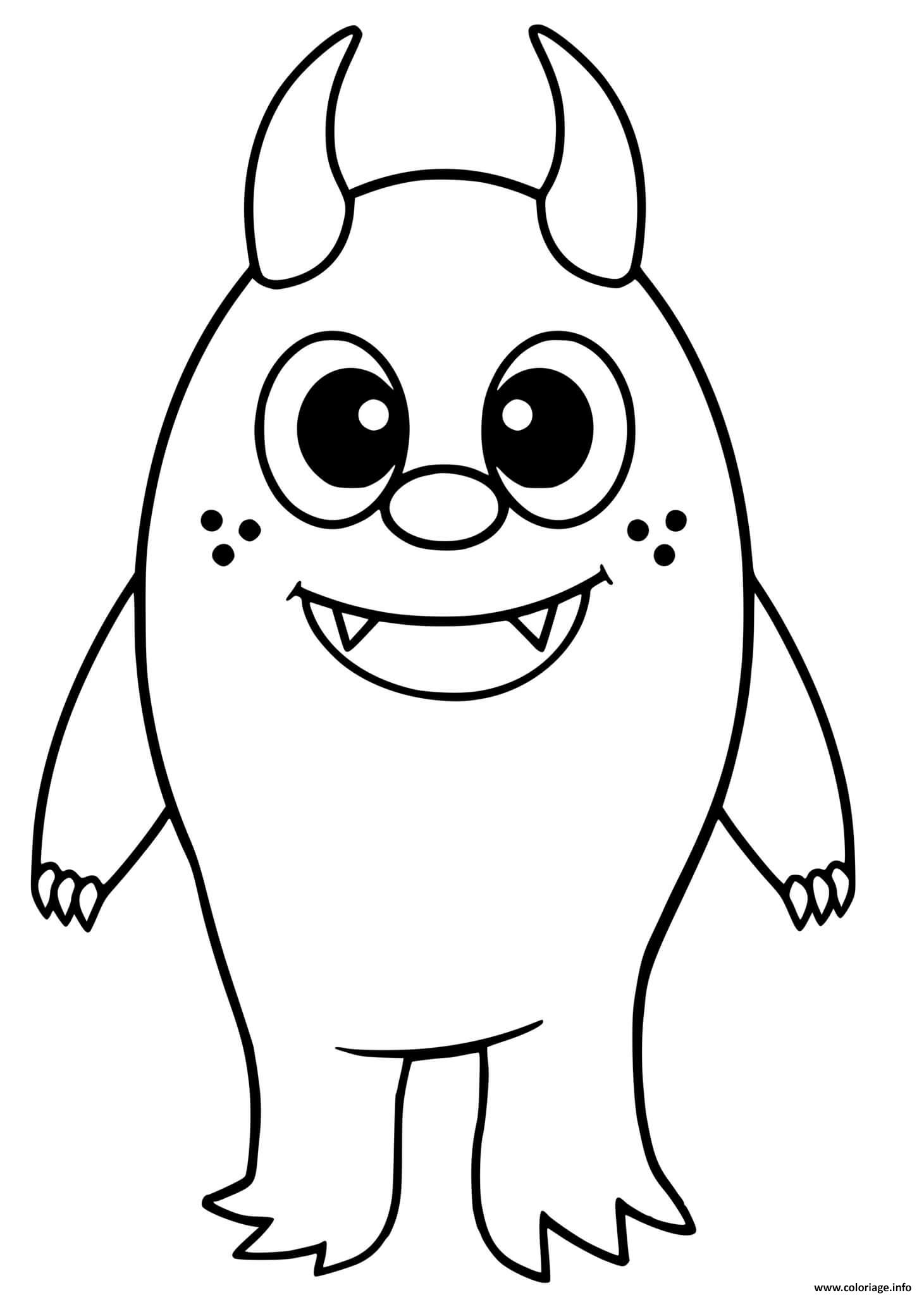 Dessin monstre maternelle mignon Coloriage Gratuit à Imprimer