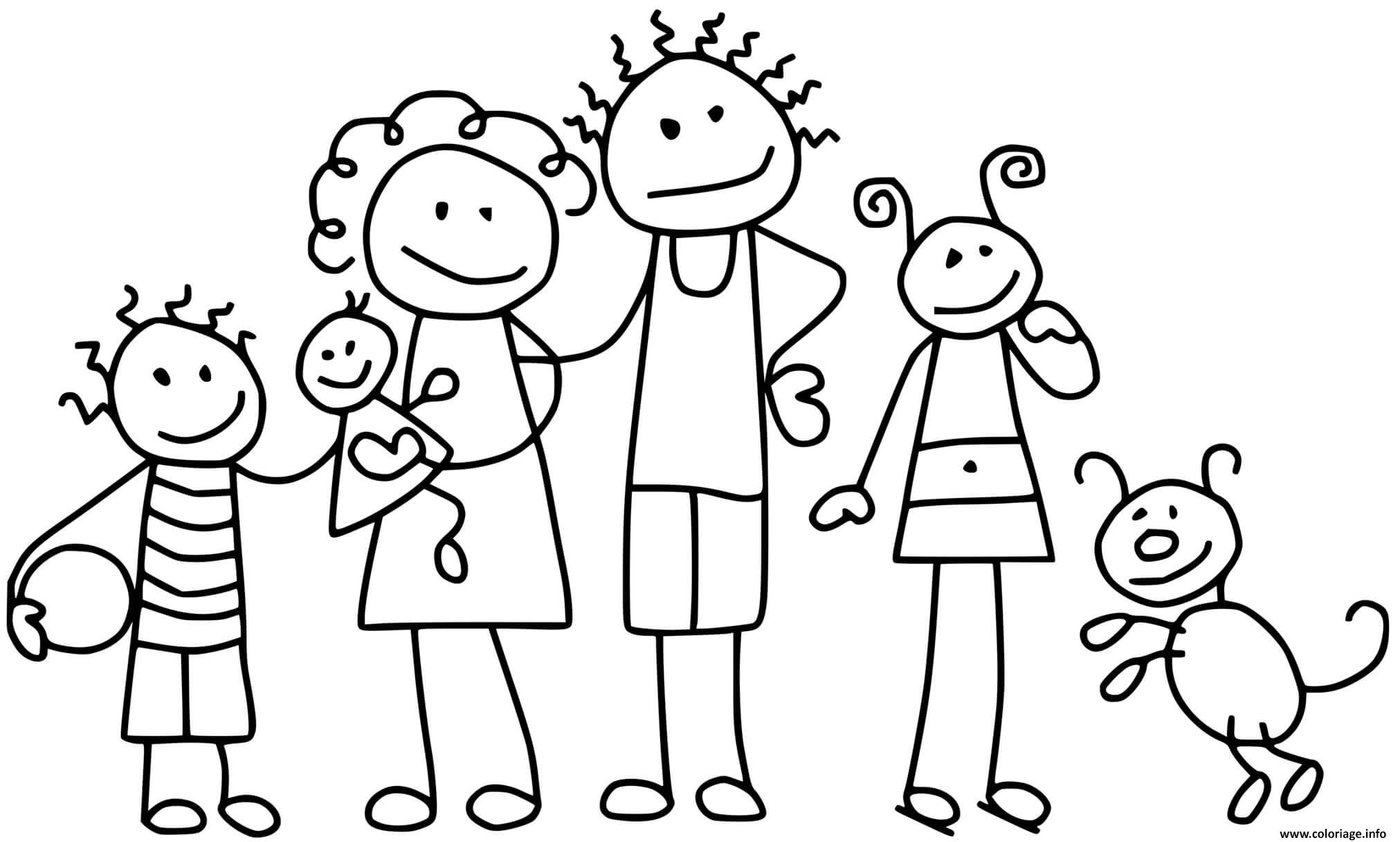 Dessin famille maternelle facile Coloriage Gratuit à Imprimer