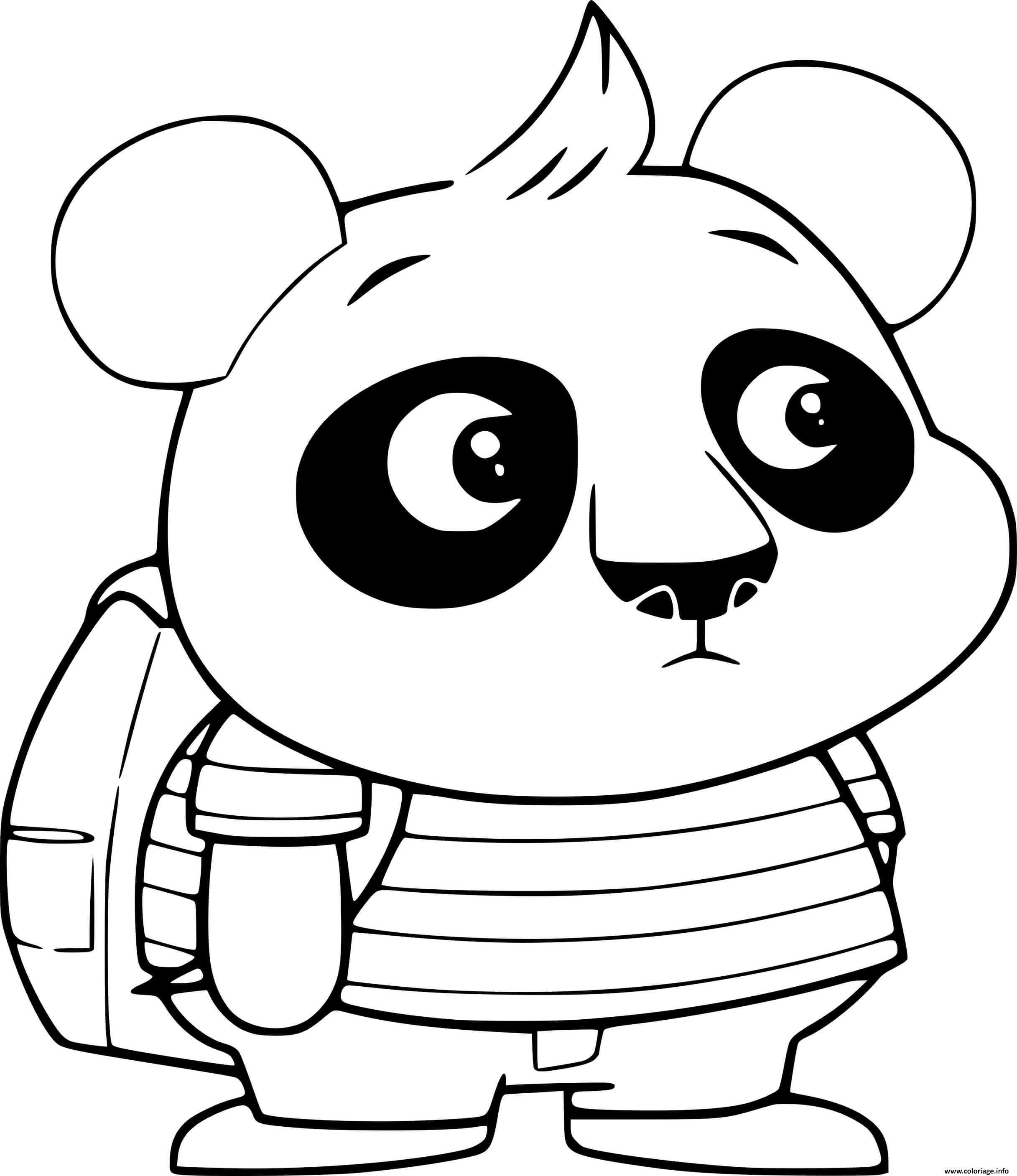 Dessin Nico Panda with His Backpack Coloriage Gratuit à Imprimer