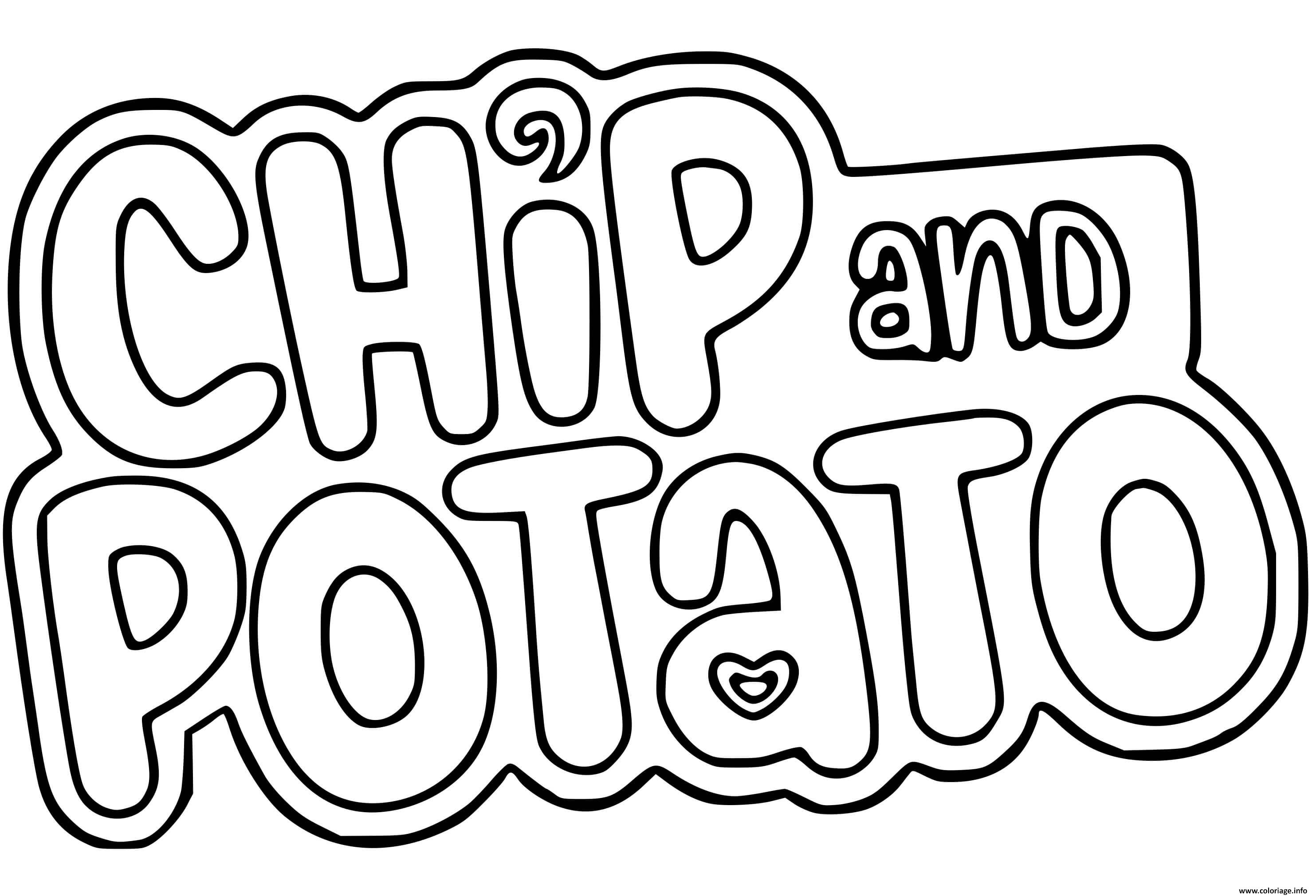 Dessin logo chip et patate chip and potato Coloriage Gratuit à Imprimer