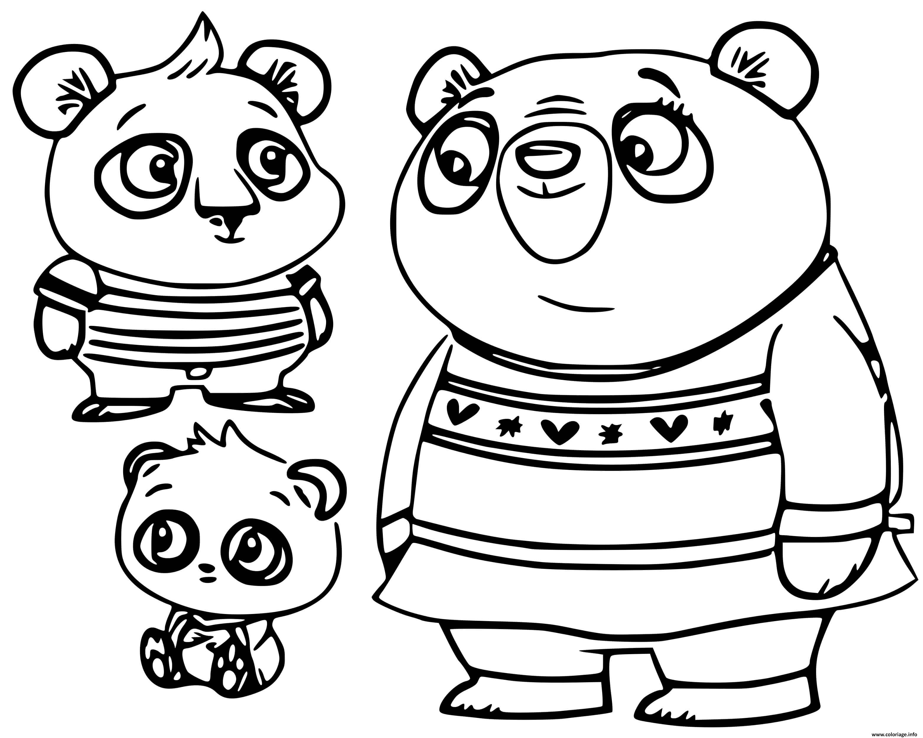 Dessin chip et patate nico panda le meilleur ami de chip avec bodi panda et amanda panda Coloriage Gratuit à Imprimer