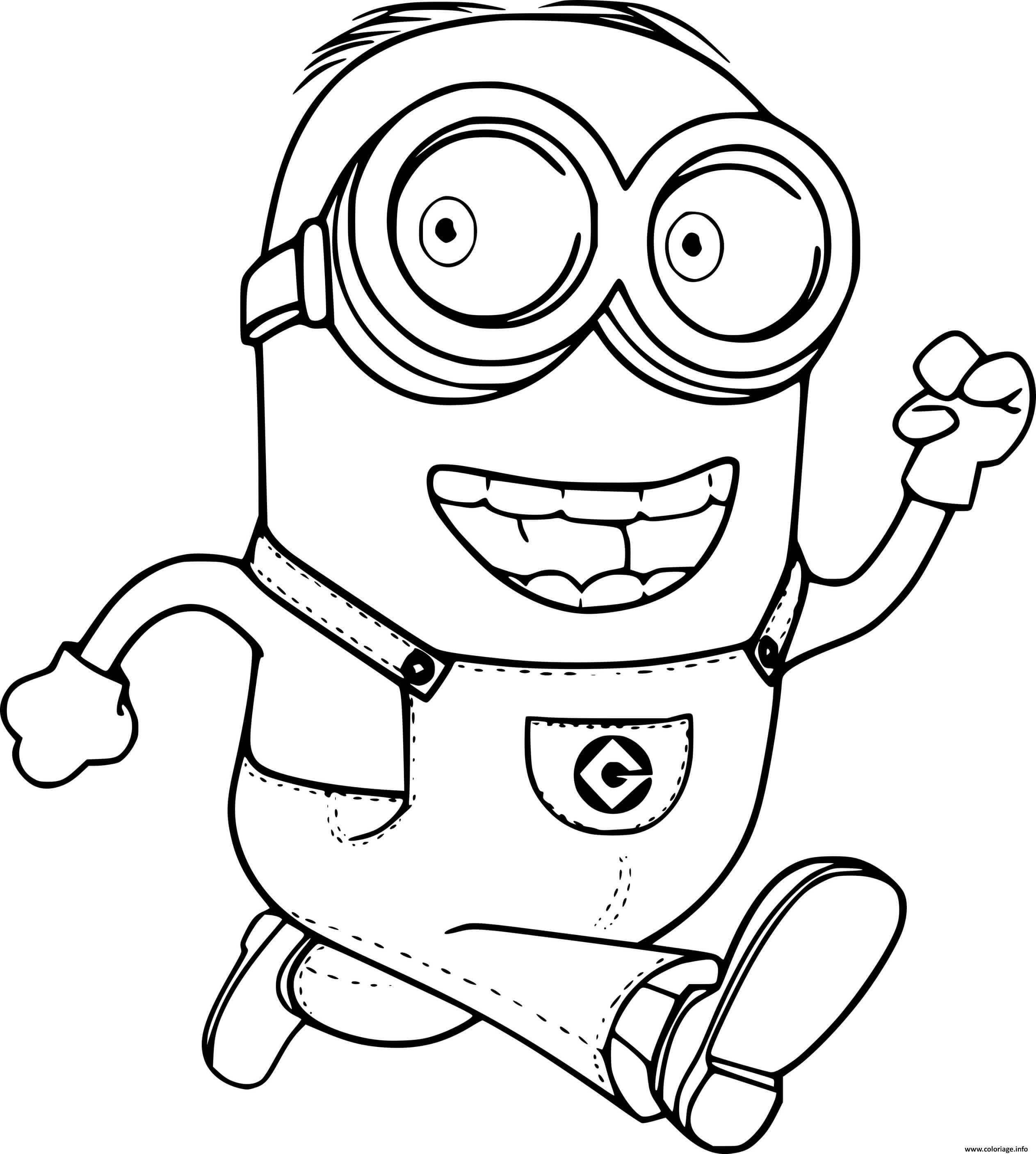 Dessin Dave Minion Running Coloriage Gratuit à Imprimer