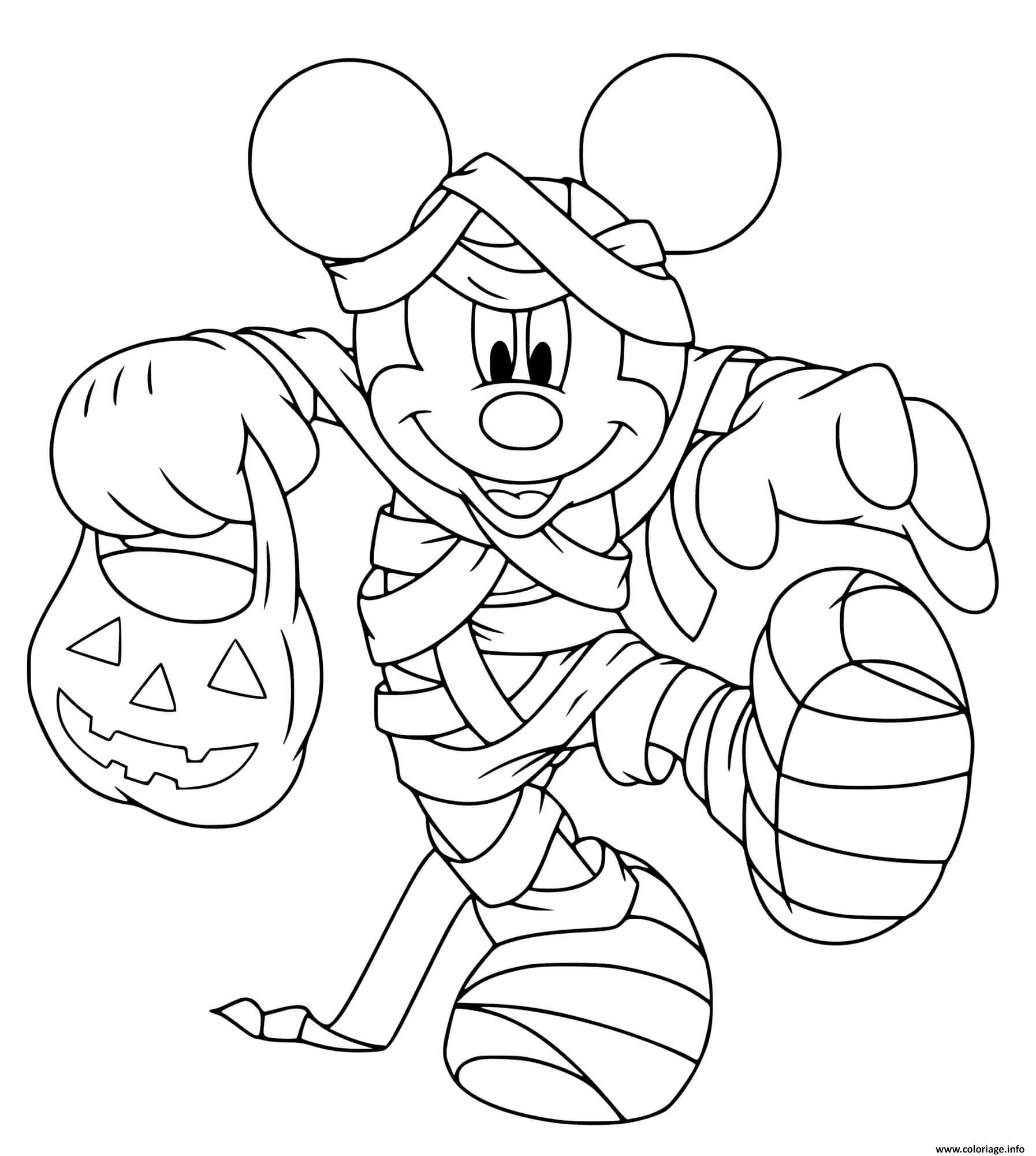Dessin mickey mouse la momie pour halloween Coloriage Gratuit à Imprimer