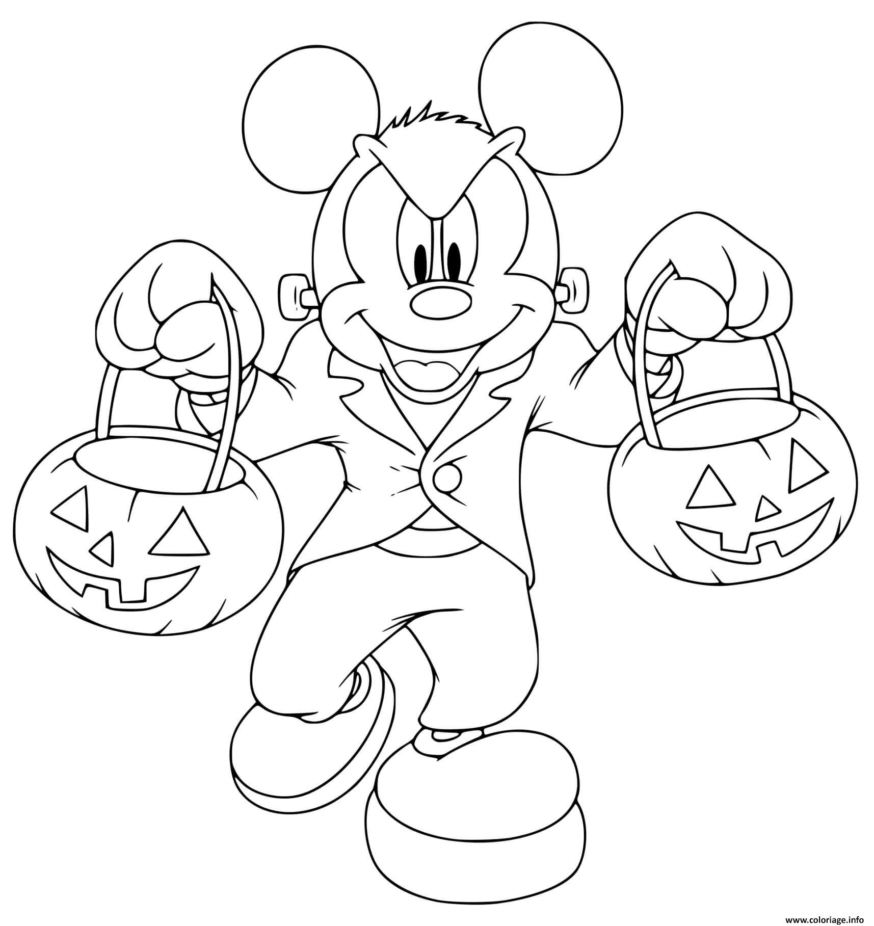 Dessin mickey mouse frankenstein zombie monstre Coloriage Gratuit à Imprimer