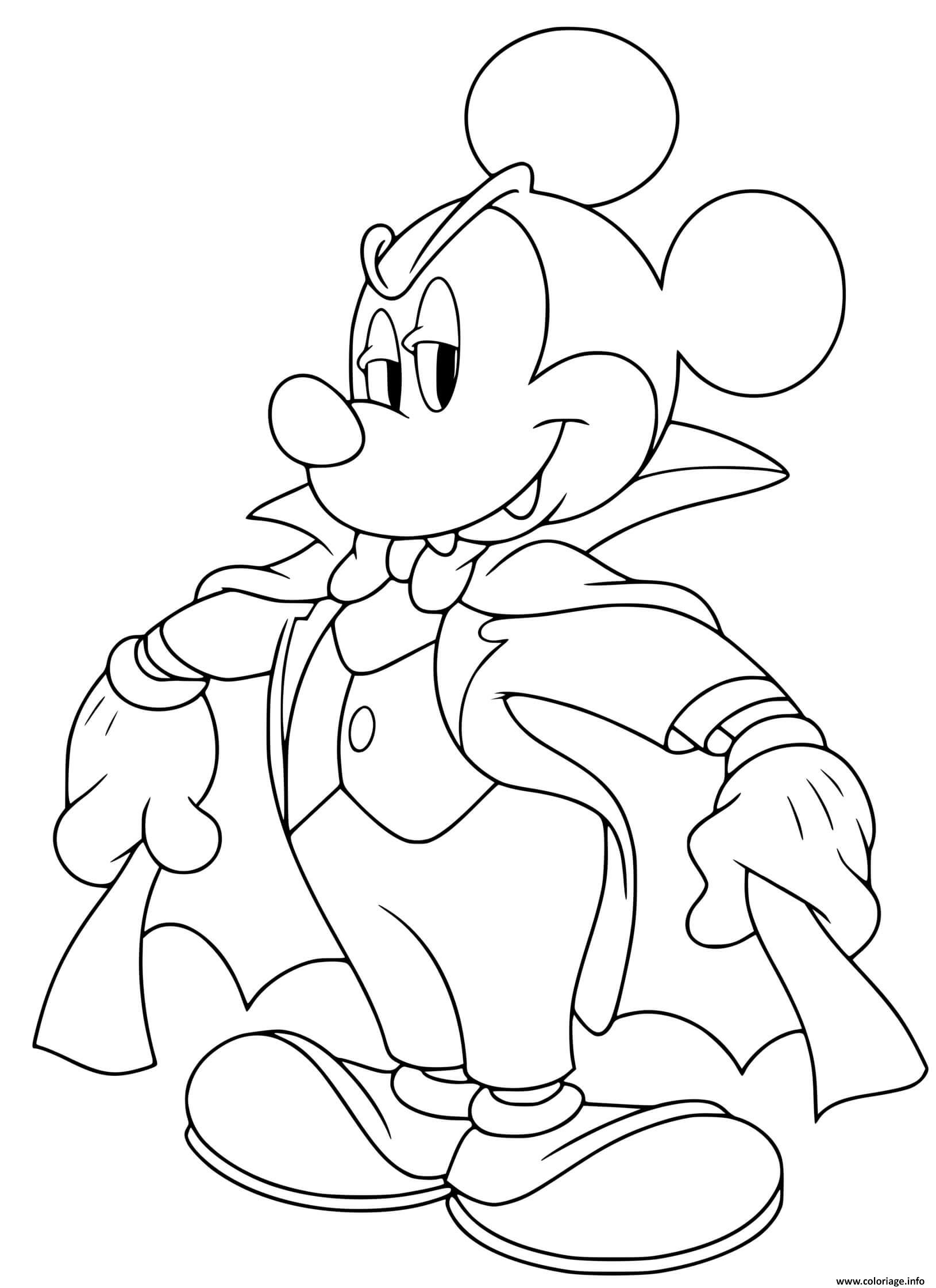 Dessin mickey mouse vampire halloween Coloriage Gratuit à Imprimer