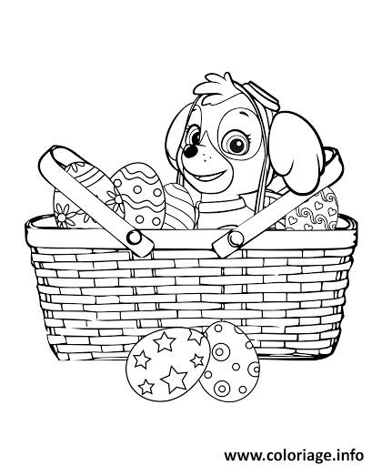 Dessin stella dans un panier oeufs de paques paw patrol Coloriage Gratuit à Imprimer