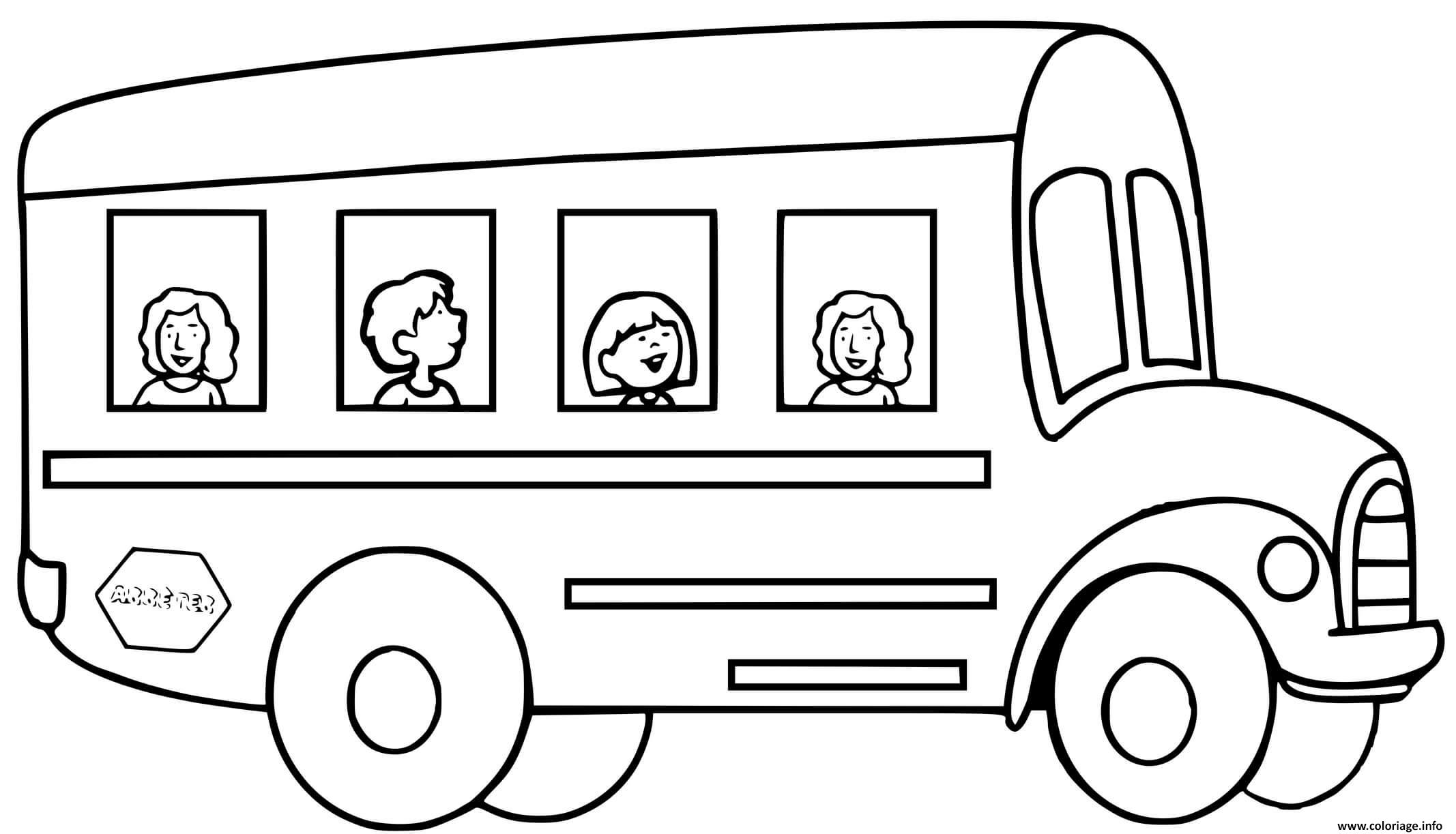 Dessin Autobus Scolaire pour les enfants Coloriage Gratuit à Imprimer