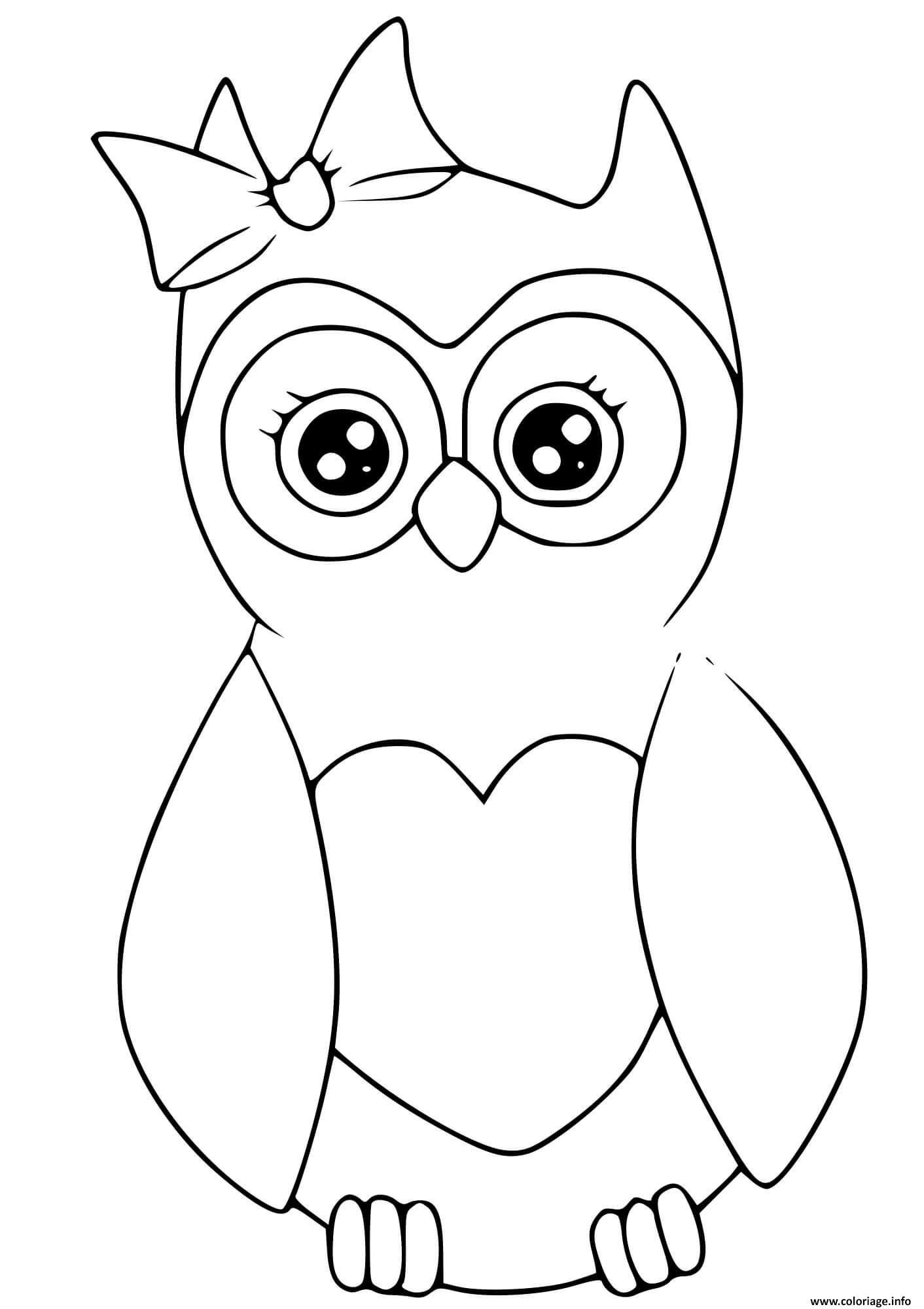 Dessin hibou femelle animal rapace Coloriage Gratuit à Imprimer