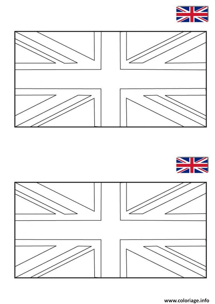 Dessin drapeau anglais angleterre avec exemple couleur Coloriage Gratuit à Imprimer
