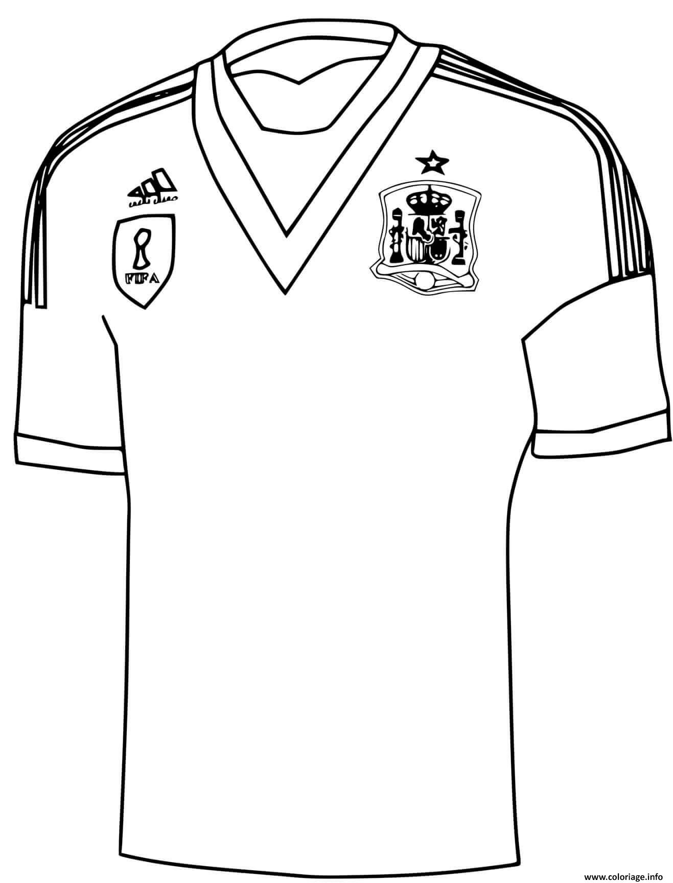 Dessin maillot espagne equipe de foot Coloriage Gratuit à Imprimer