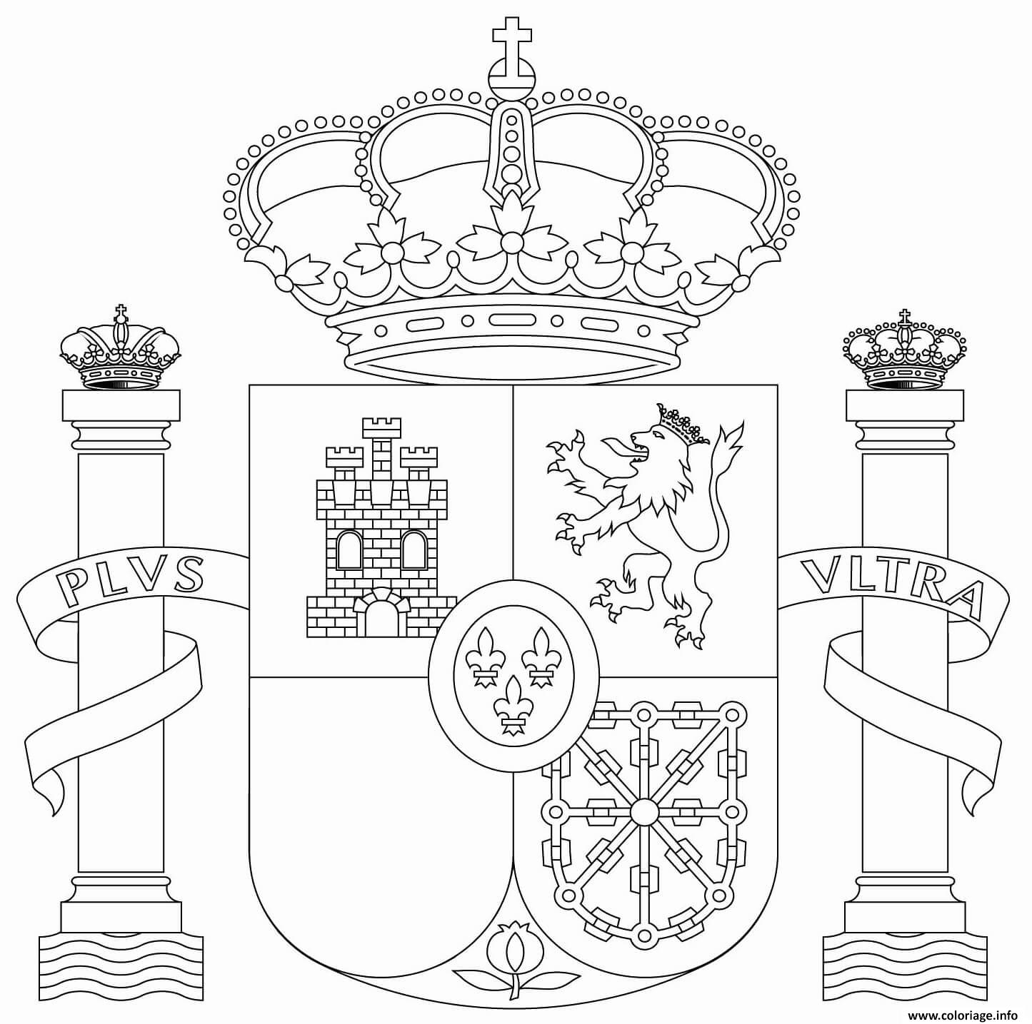 Coloriage Armoirie Espagne Drapeau Logo Dessin à Imprimer