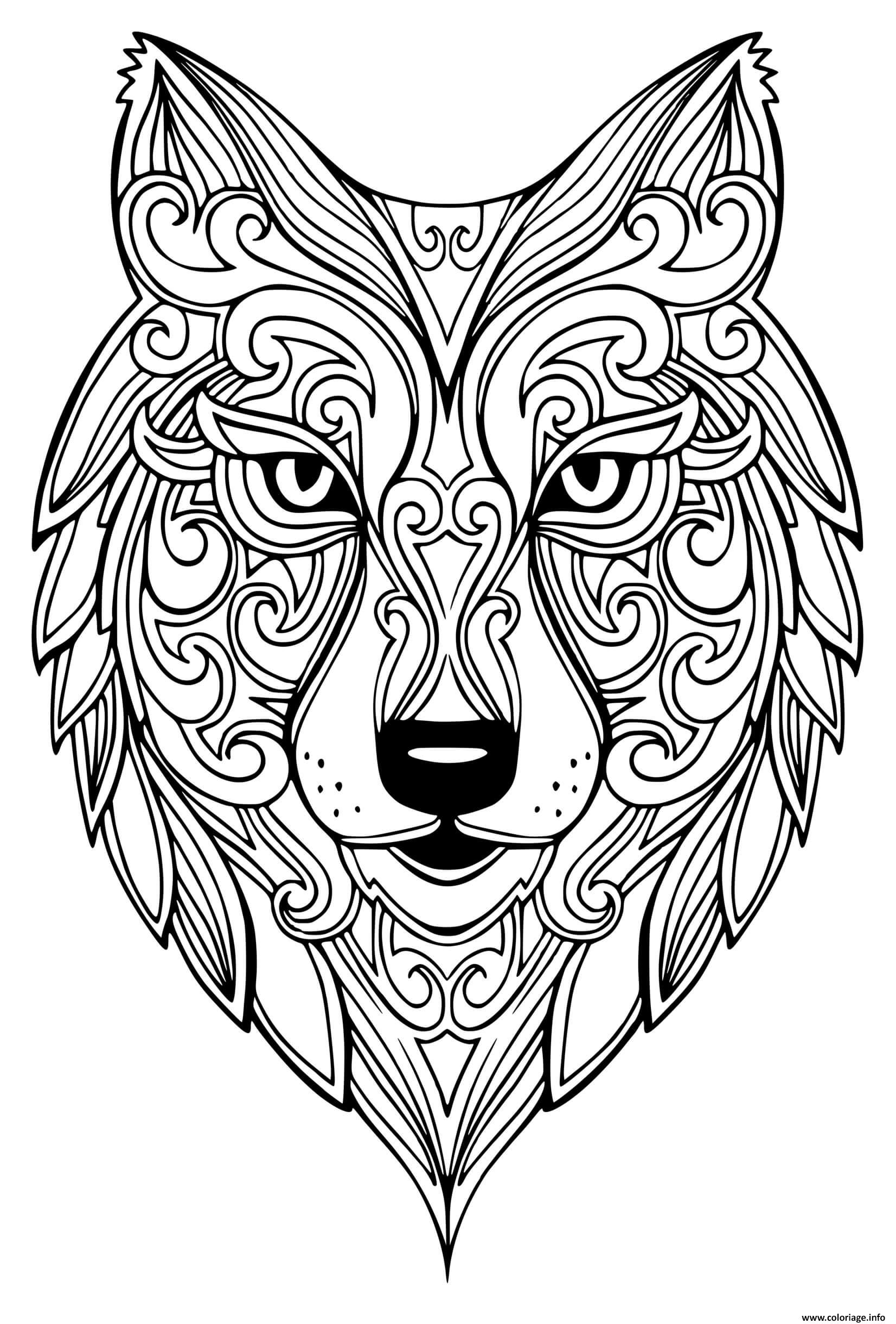 Dessin loup mandala adulte Coloriage Gratuit à Imprimer