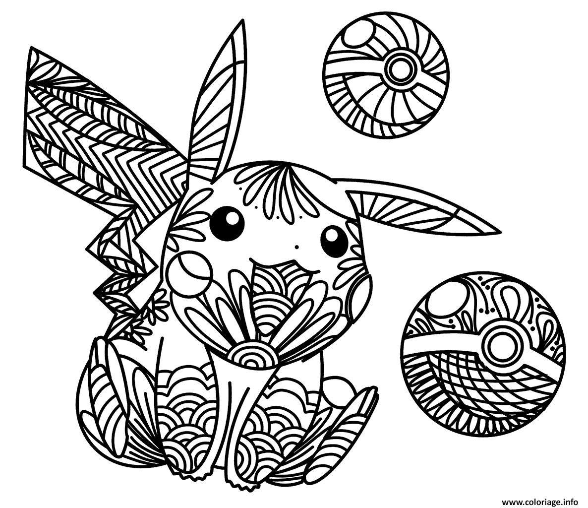 Dessin Zen Pikachu mandala Coloriage Gratuit à Imprimer