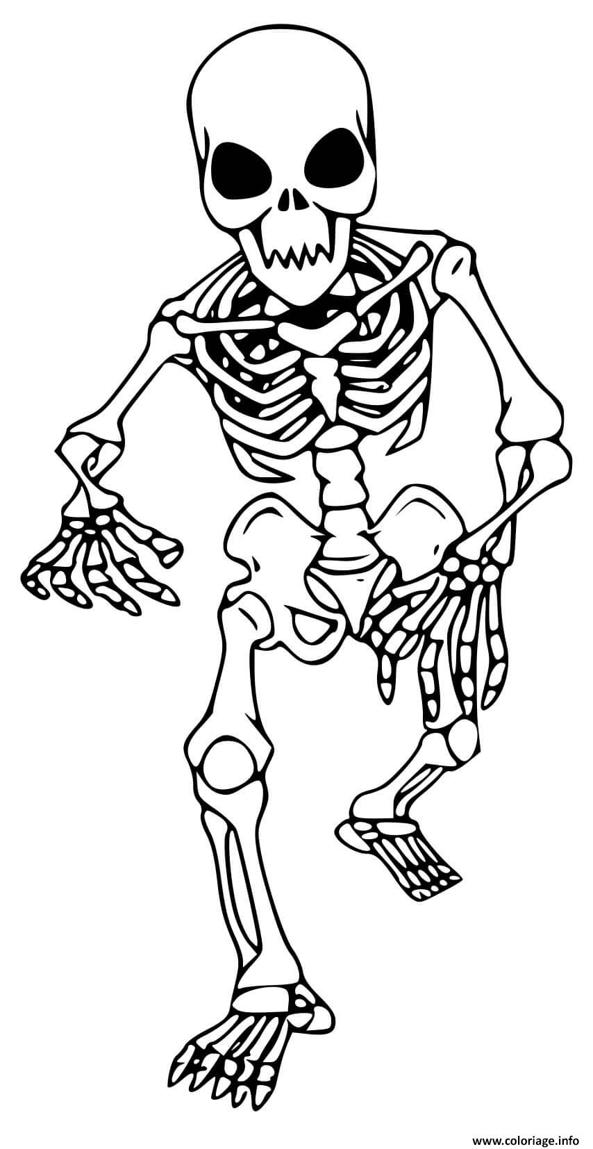 Dessin squelette qui marche pour enfants Coloriage Gratuit à Imprimer