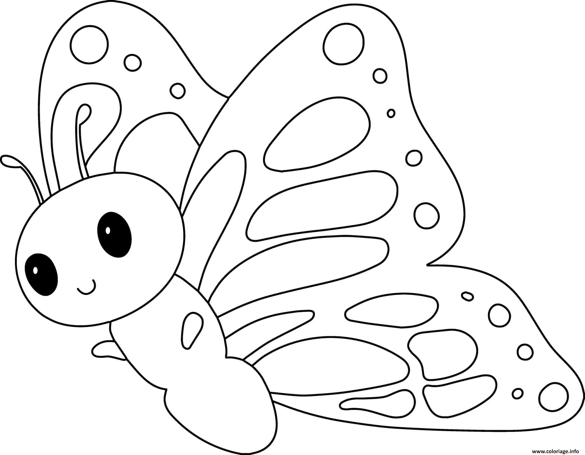 Coloriage Papillon Facile Maternelle Dessin Animal à imprimer