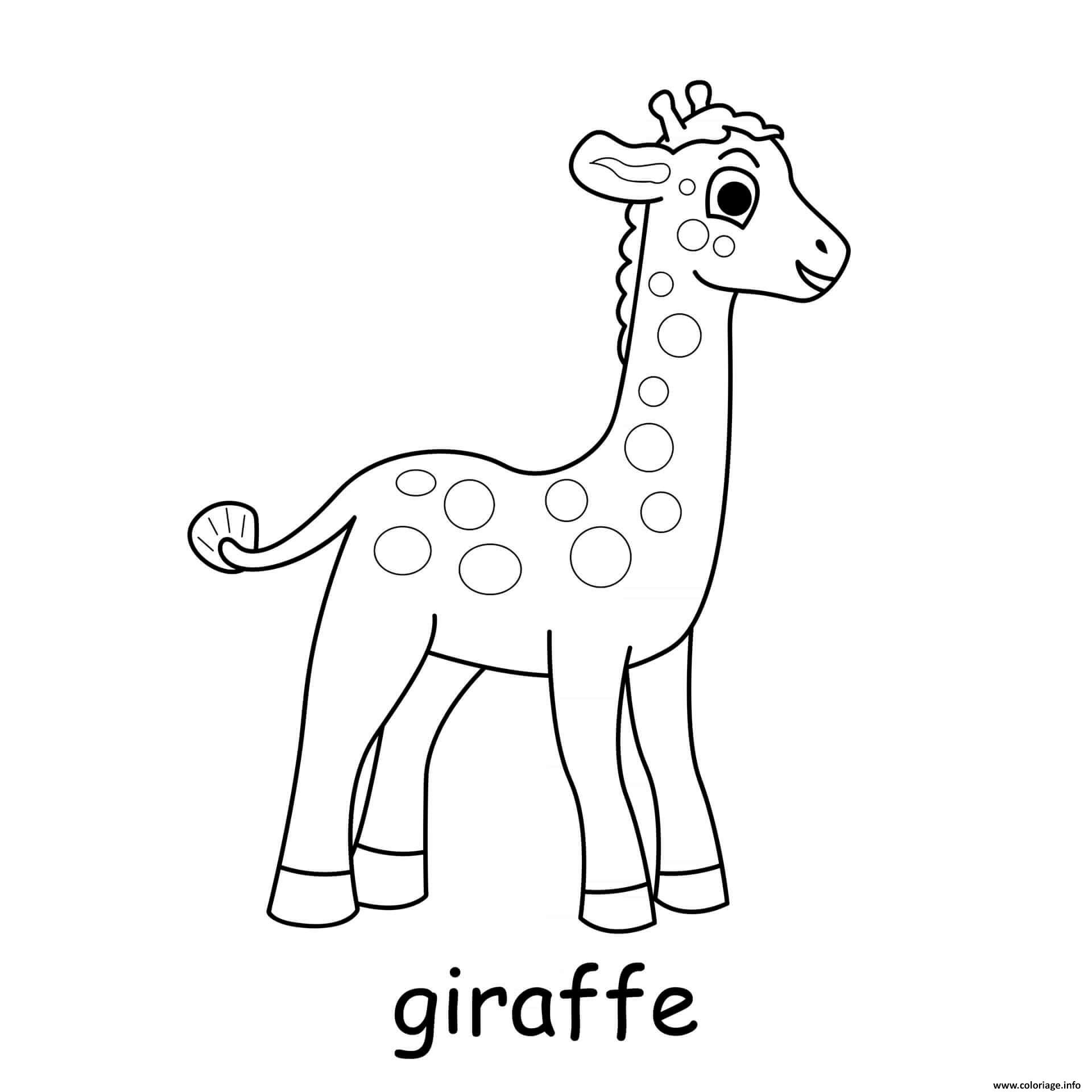 Coloriage Girafe De La Savane Africaine Dessin à Imprimer