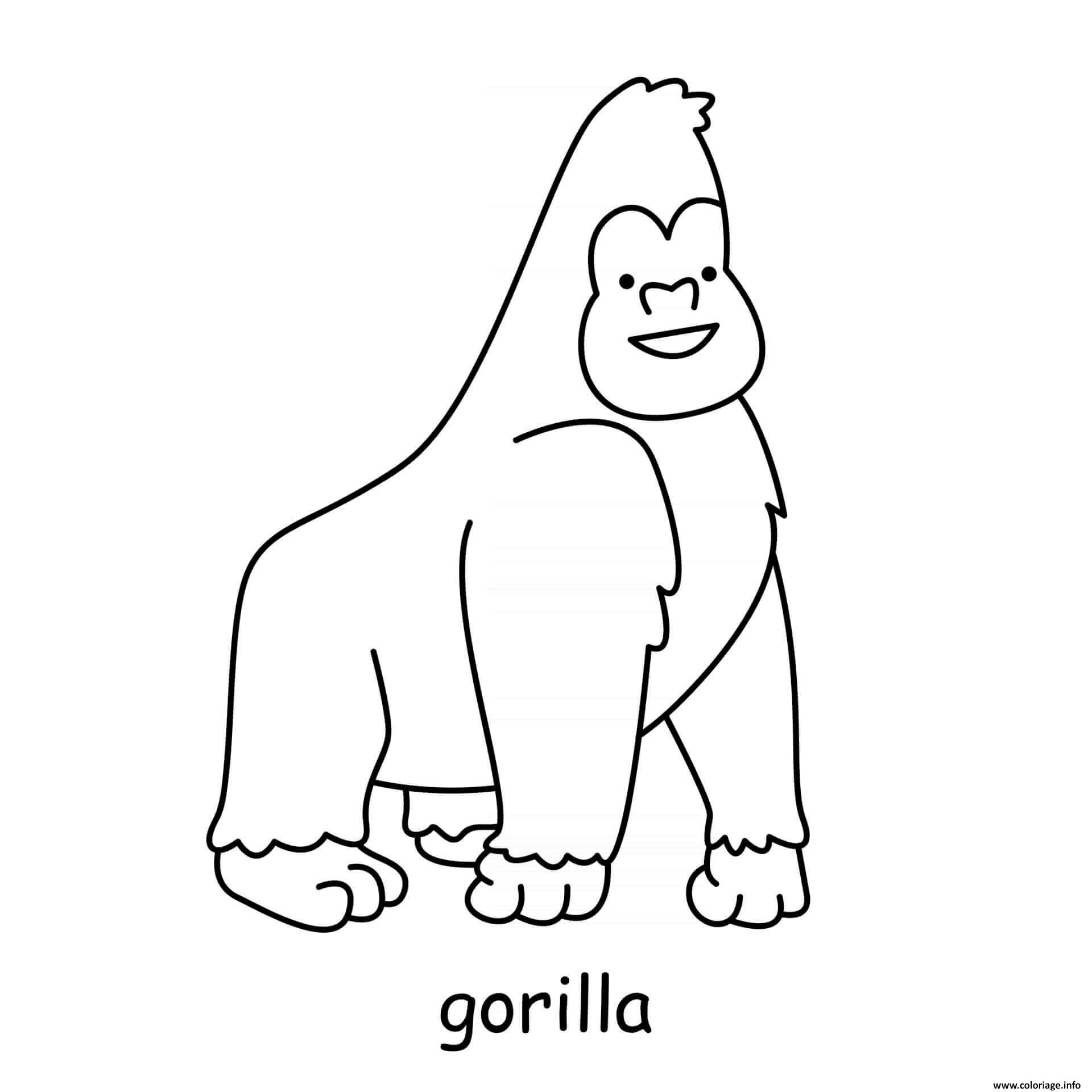 Coloriage Gorille Animal Dessin à Imprimer