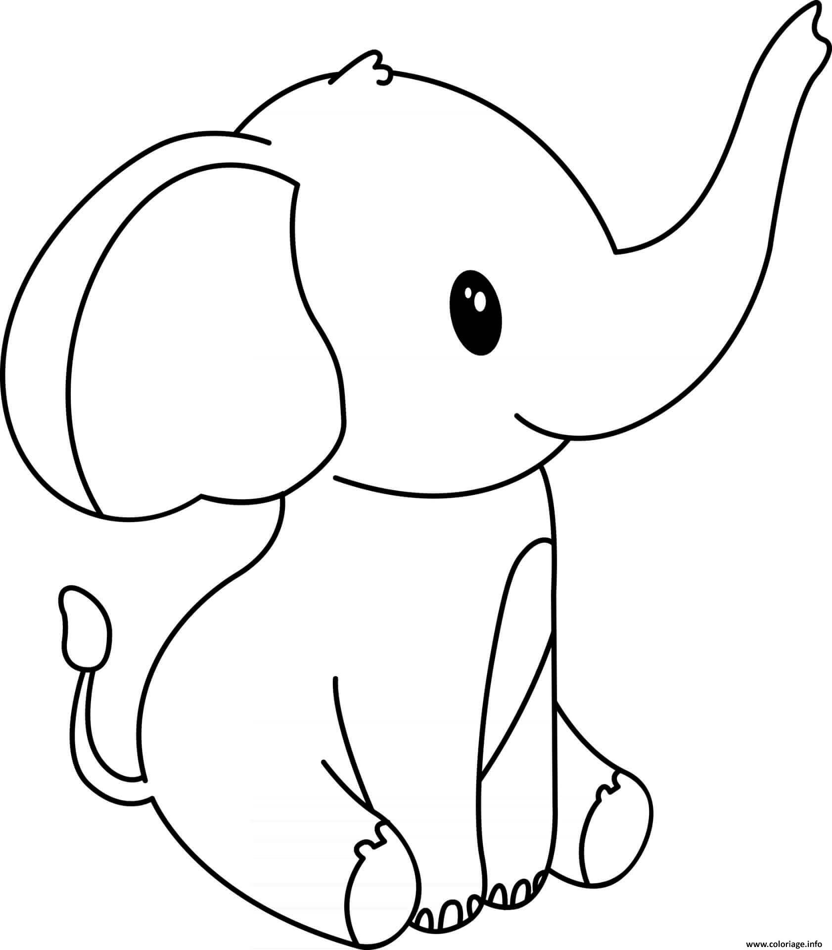 Dessin petit elephant se repose Coloriage Gratuit à Imprimer