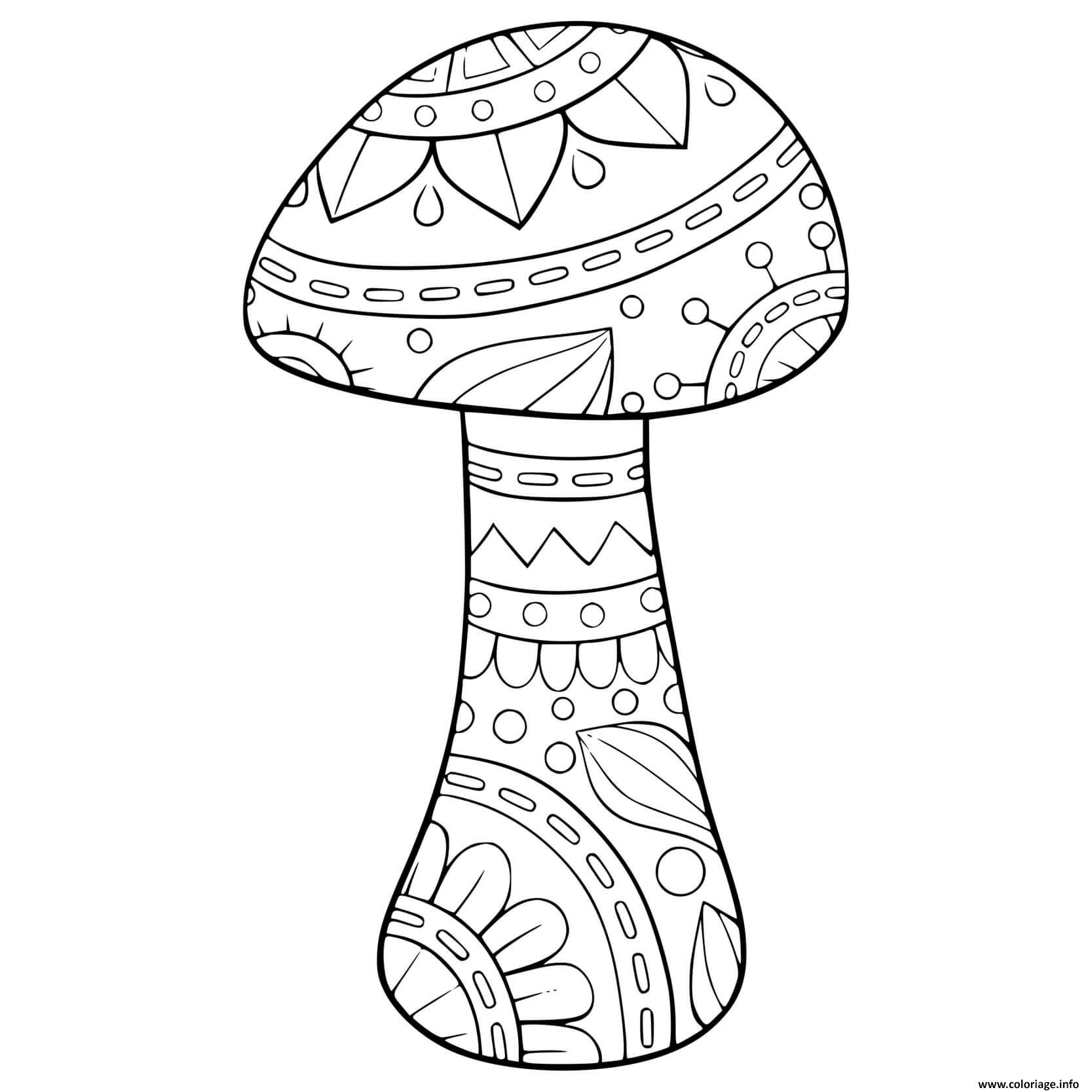 Dessin champignon mandala Coloriage Gratuit à Imprimer
