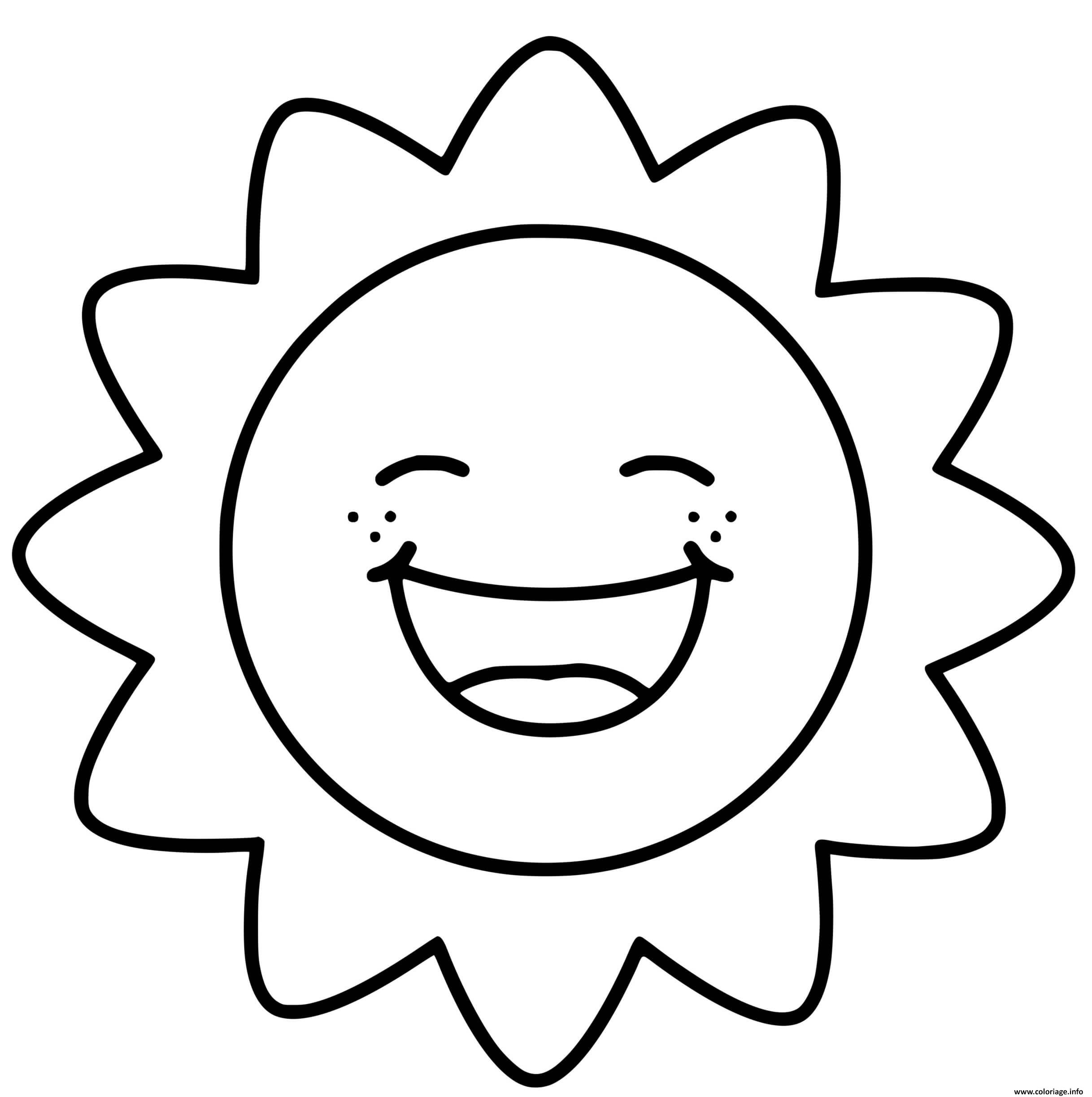 Dessin soleil kawaii sourire sun Coloriage Gratuit à Imprimer
