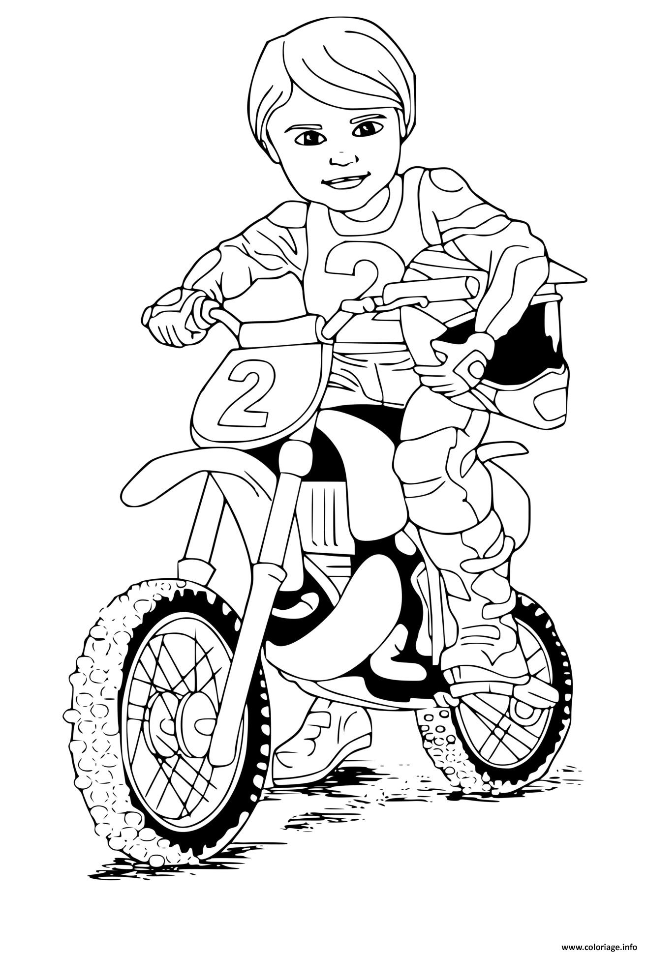 Coloriage Moto-cross et petit saut