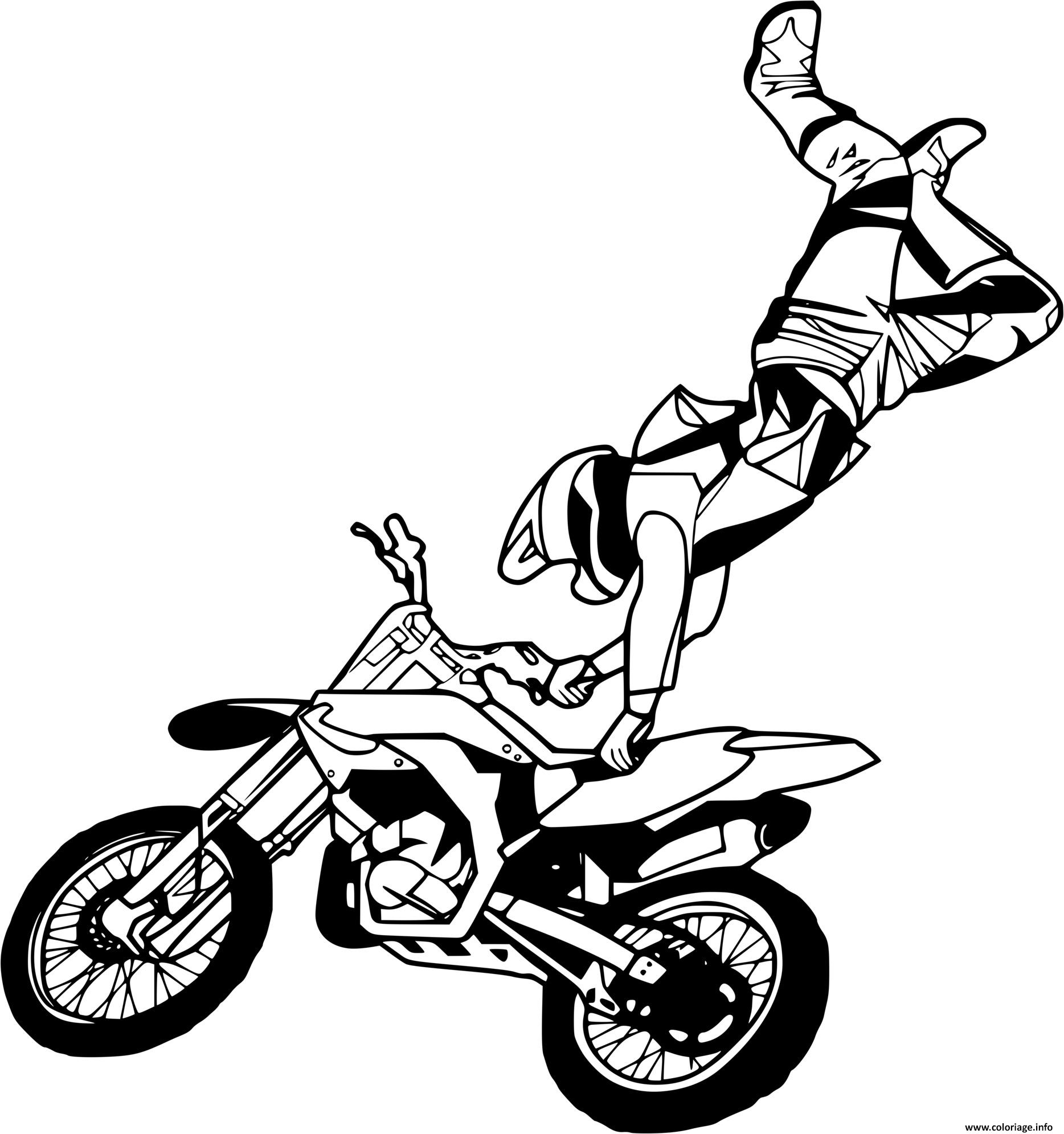 Dessin saut backflip motocross Coloriage Gratuit à Imprimer