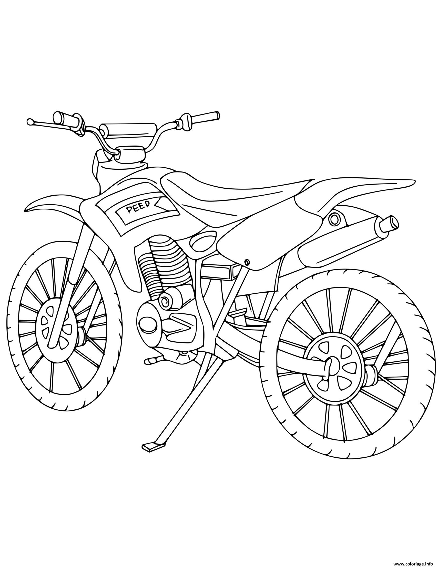 Dessin moto cross bike stationne Coloriage Gratuit à Imprimer